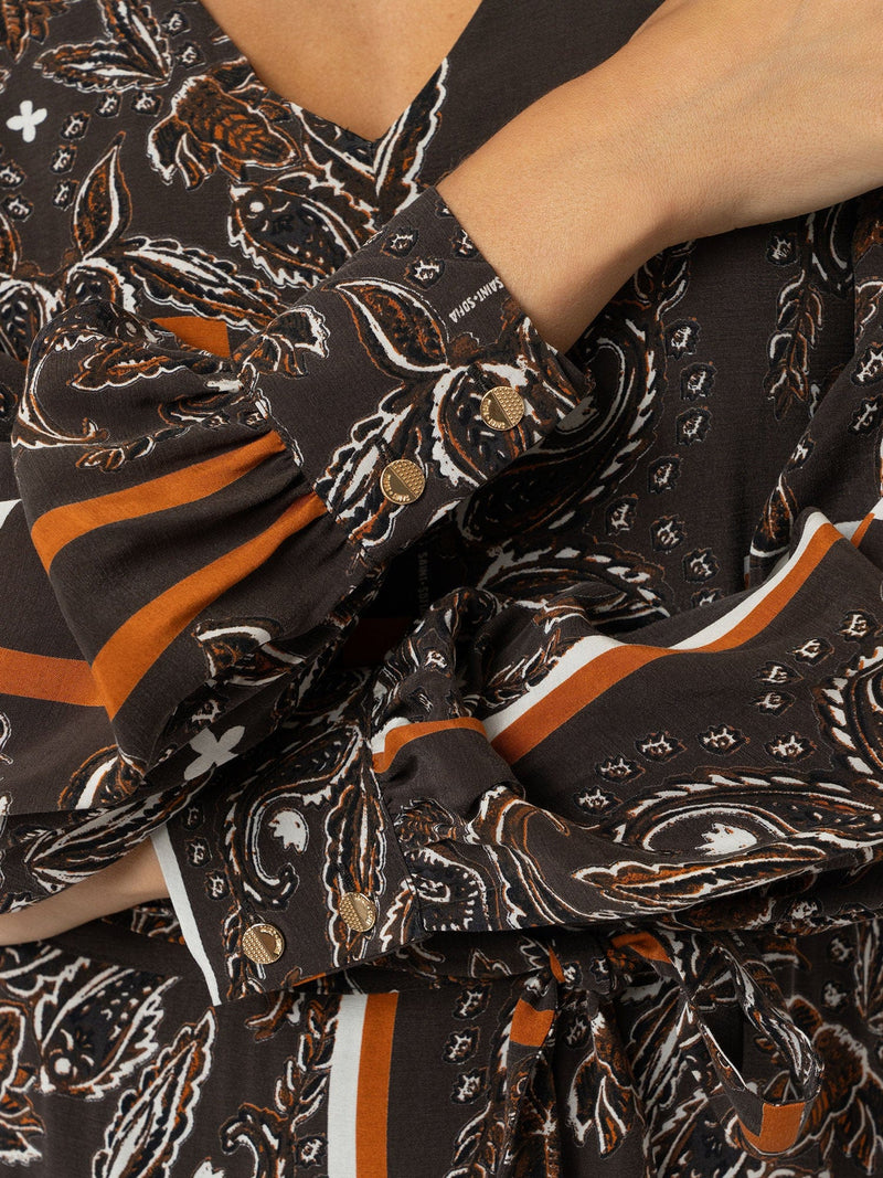 Allegra V Neck Dress - Brown Paisley - Women's Dresses | Saint + Sofia? UK