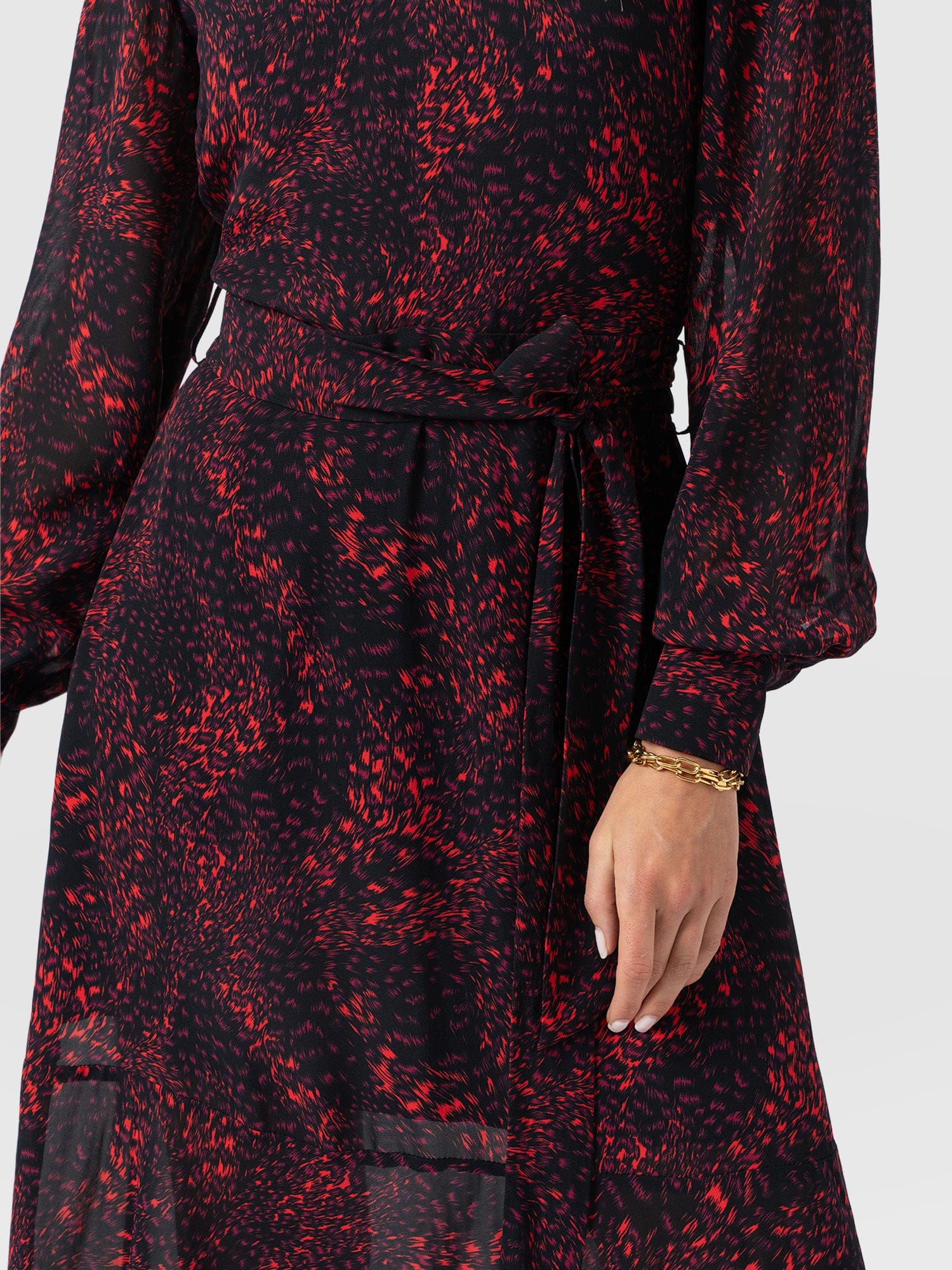 Allegra V Neck Dress - Red Fade Spot - Women's Dresses | Saint + Sofia® UK