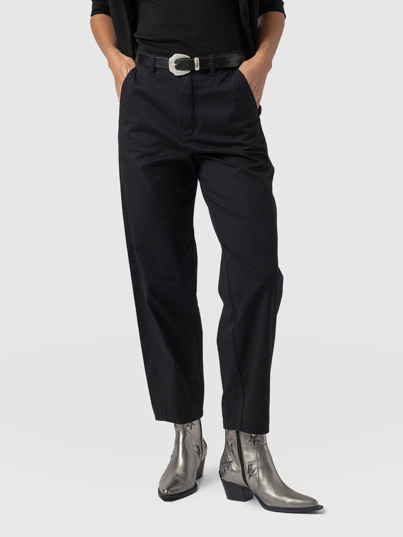 Alma Barrel Leg Chino - Black