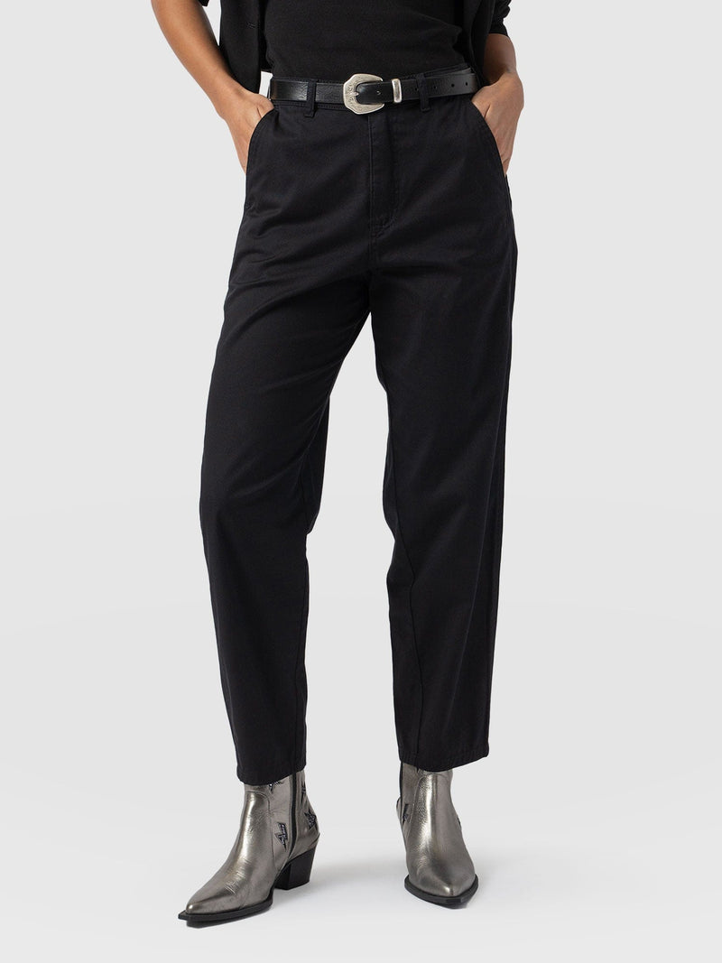 Alma Barrel Leg Chino - Black