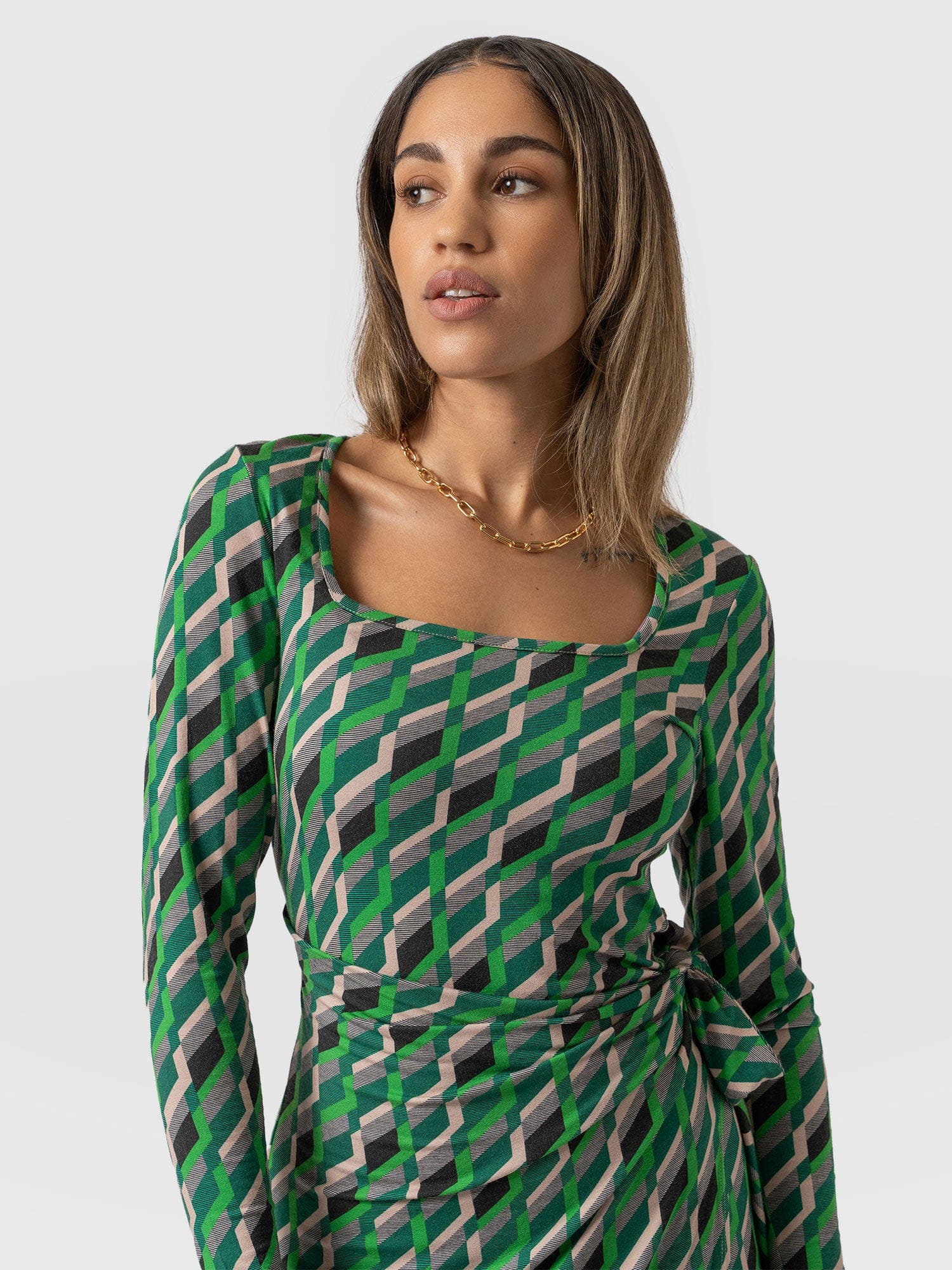 Womens green wrap sales dress