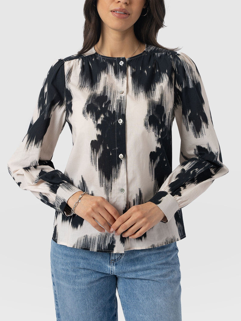 Amelie Blouse - White Fade Floral