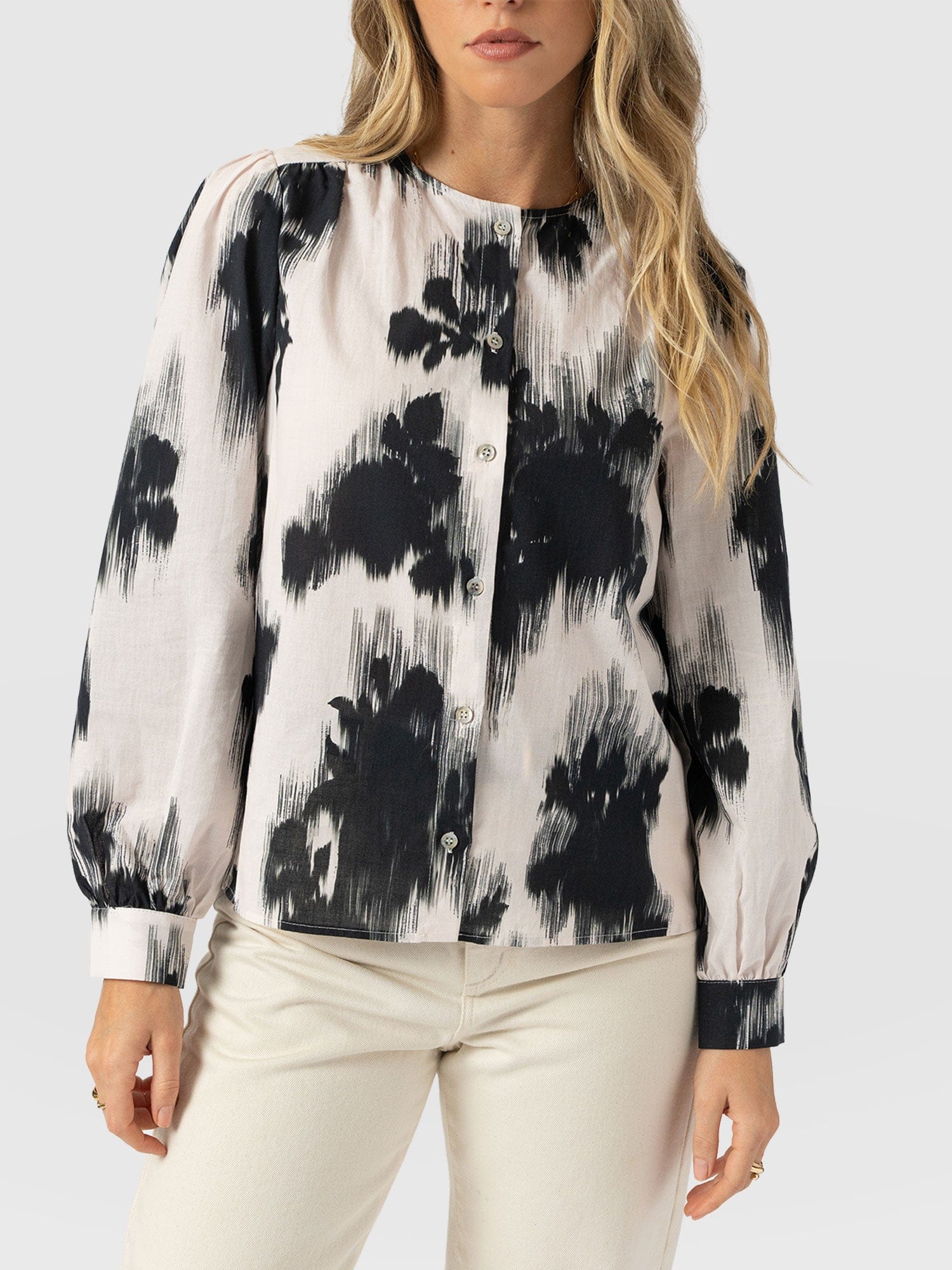 Amelie Blouse - White Fade Floral