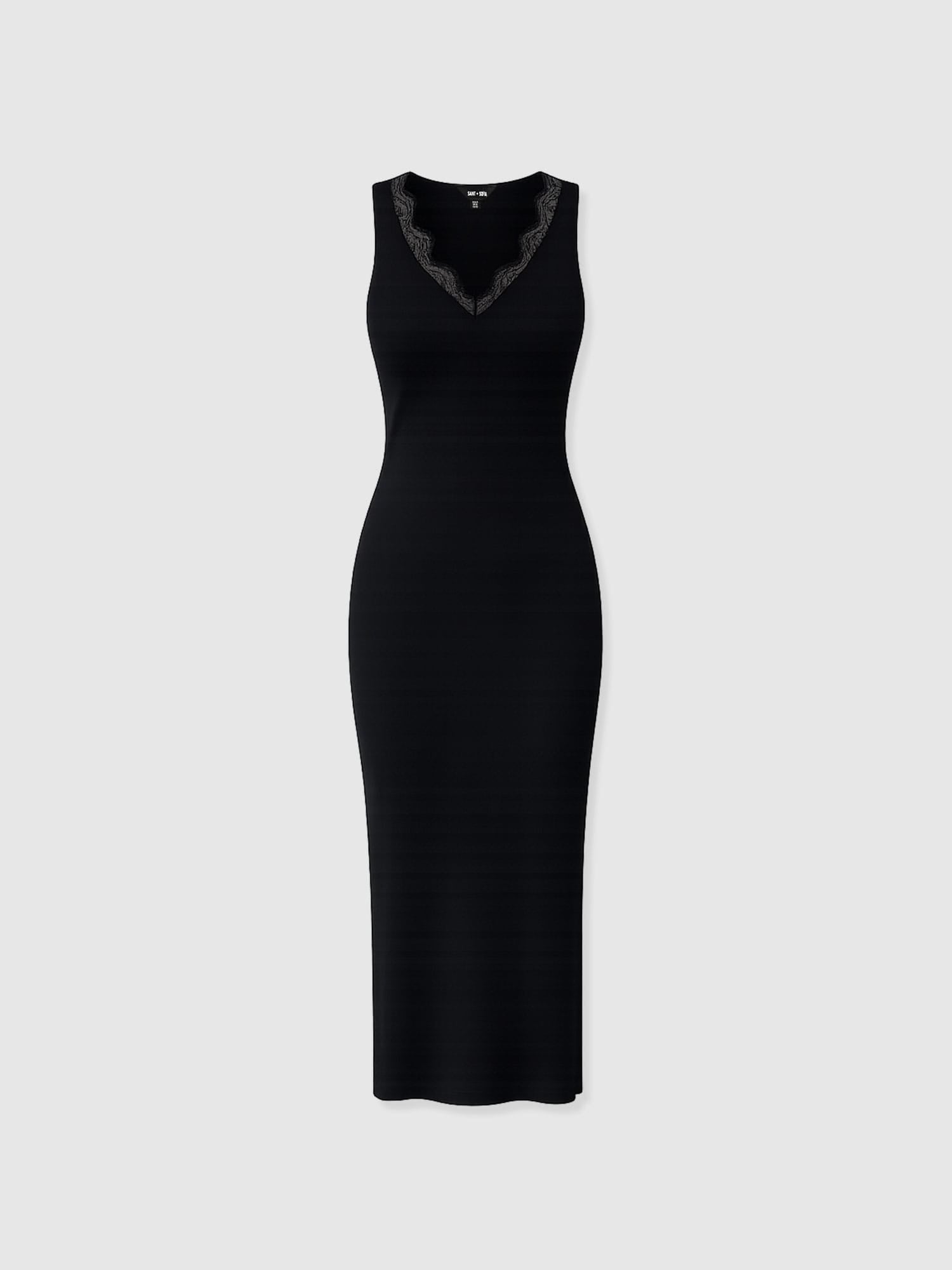 Andie Sleeveless V Neck Dress - Black Lace
