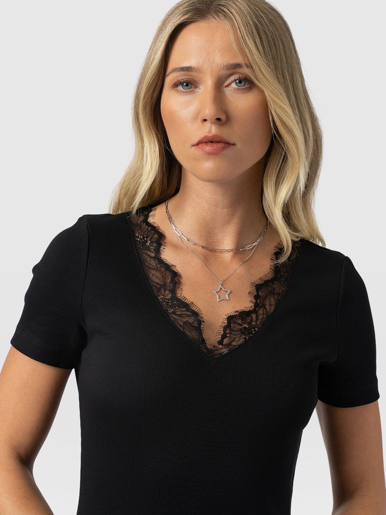 Andie V Neck Dress - Black Lace - Women's Dresses | Saint + Sofia® UK