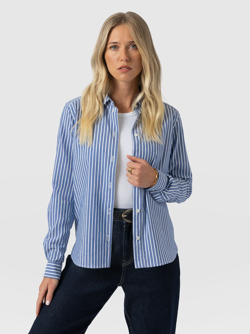 Anneliese Shirt - Blue Stripe - Women's Blouses | Saint + Sofia® UK