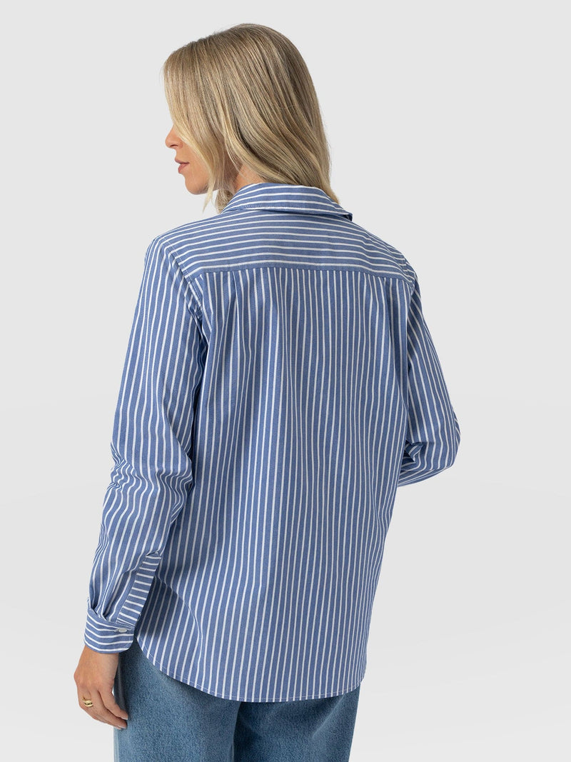 Anneliese Shirt - Blue Stripe - Women's Blouses | Saint + Sofia® UK