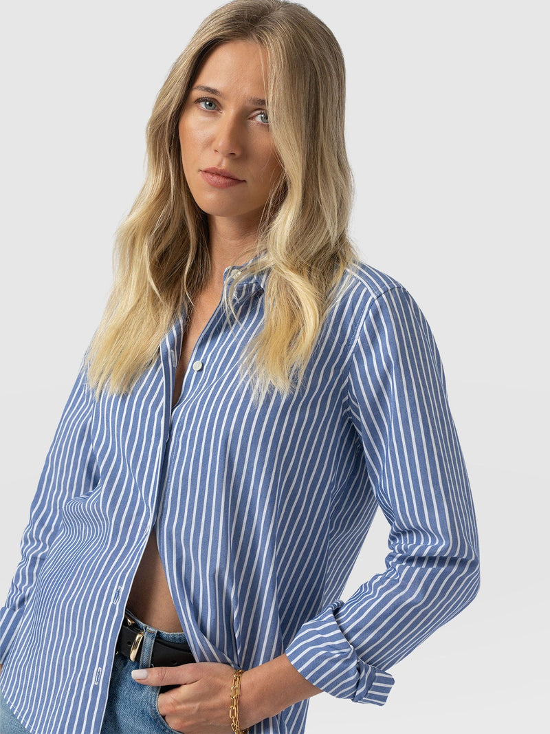 Anneliese Shirt - Blue Stripe - Women's Blouses | Saint + Sofia® UK