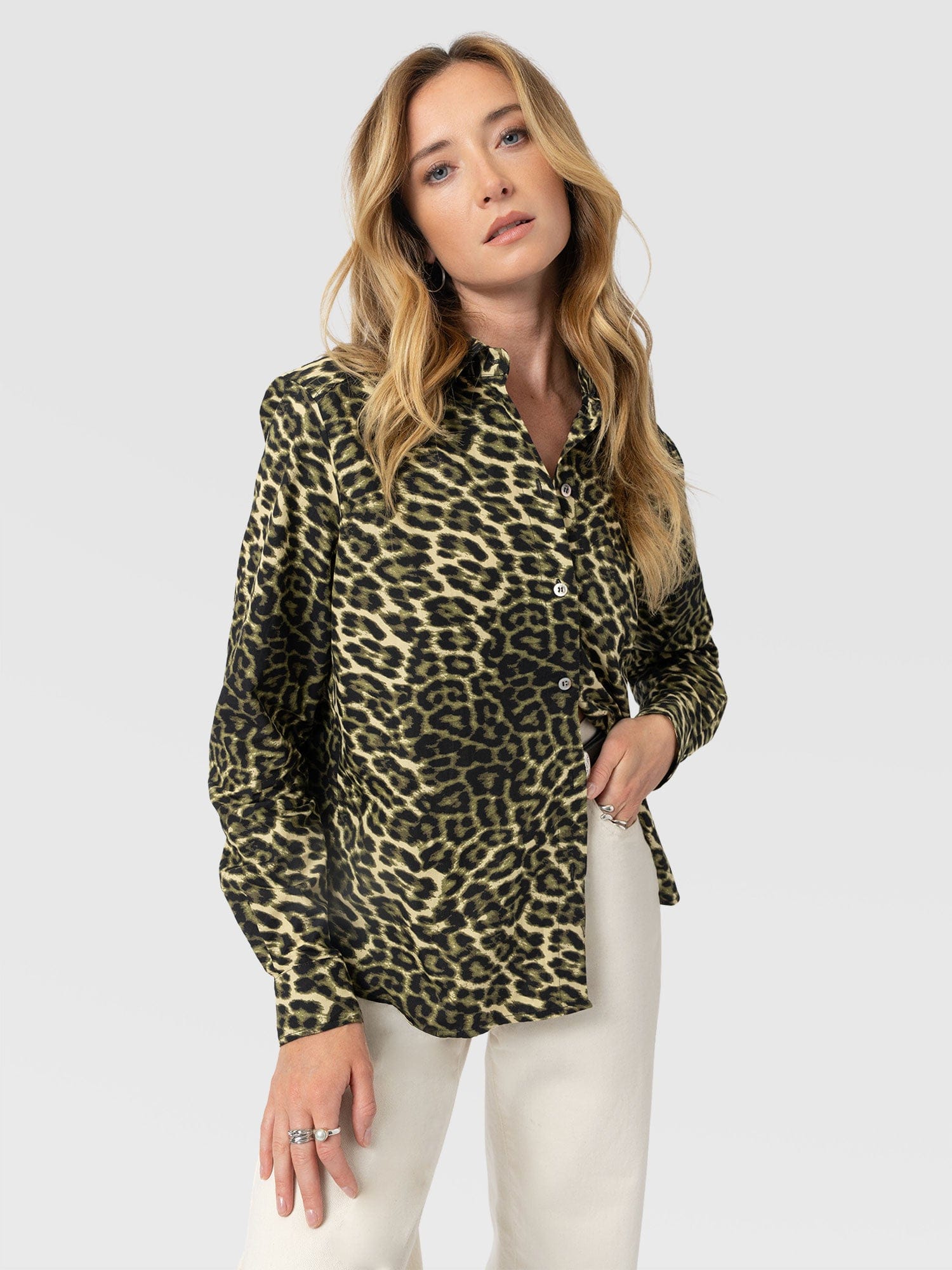 Anneliese Shirt - Green Leopard