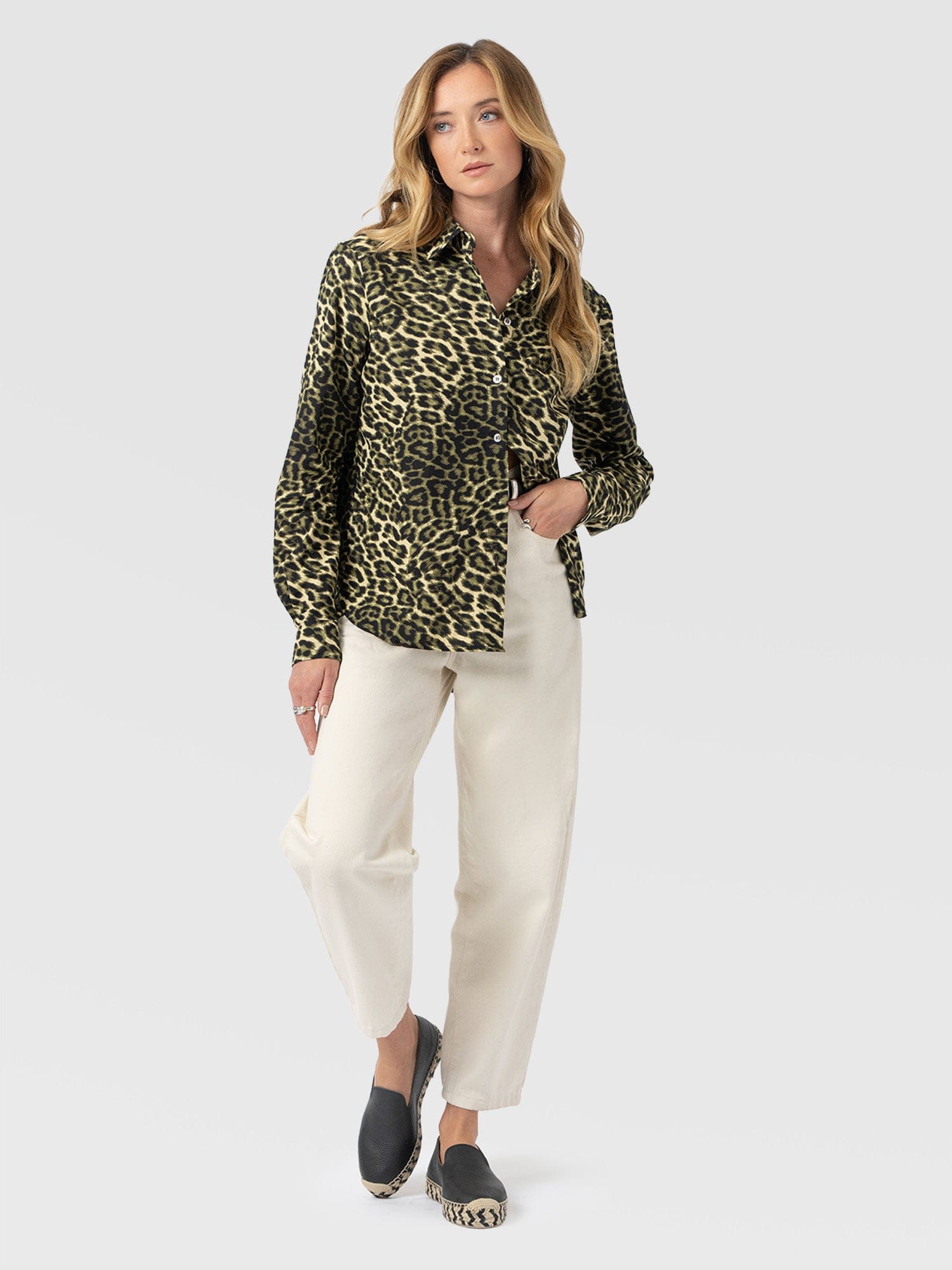 Anneliese Shirt - Green Leopard