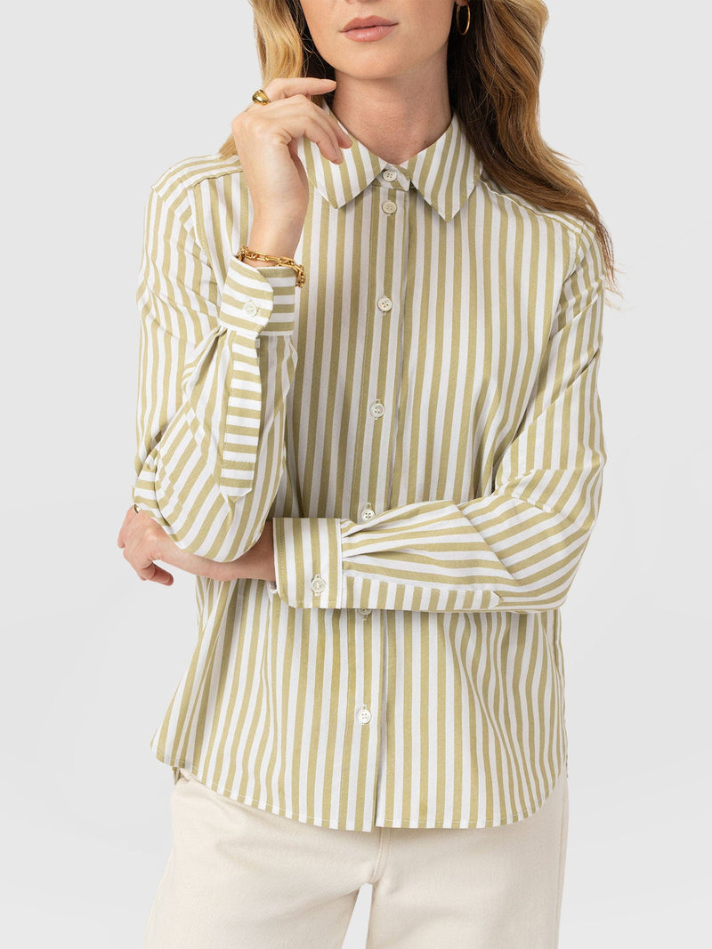 Anneliese Shirt - Green Stripe - Women's Blouses | Saint + Sofia® UK