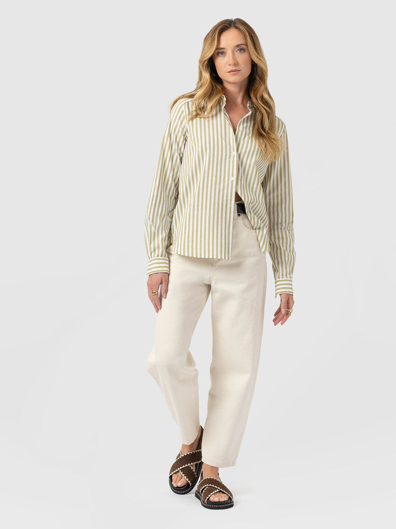 Anneliese Shirt - Green Stripe - Women's Blouses | Saint + Sofia® UK
