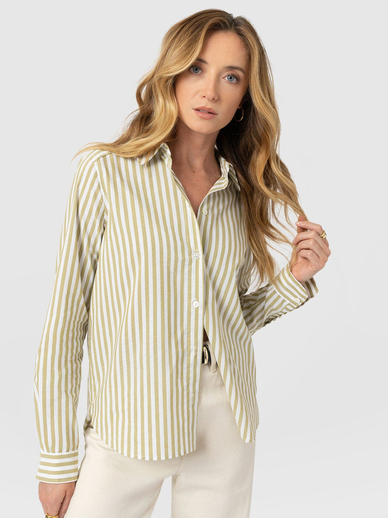 Anneliese Shirt - Green Stripe - Women's Blouses | Saint + Sofia® UK