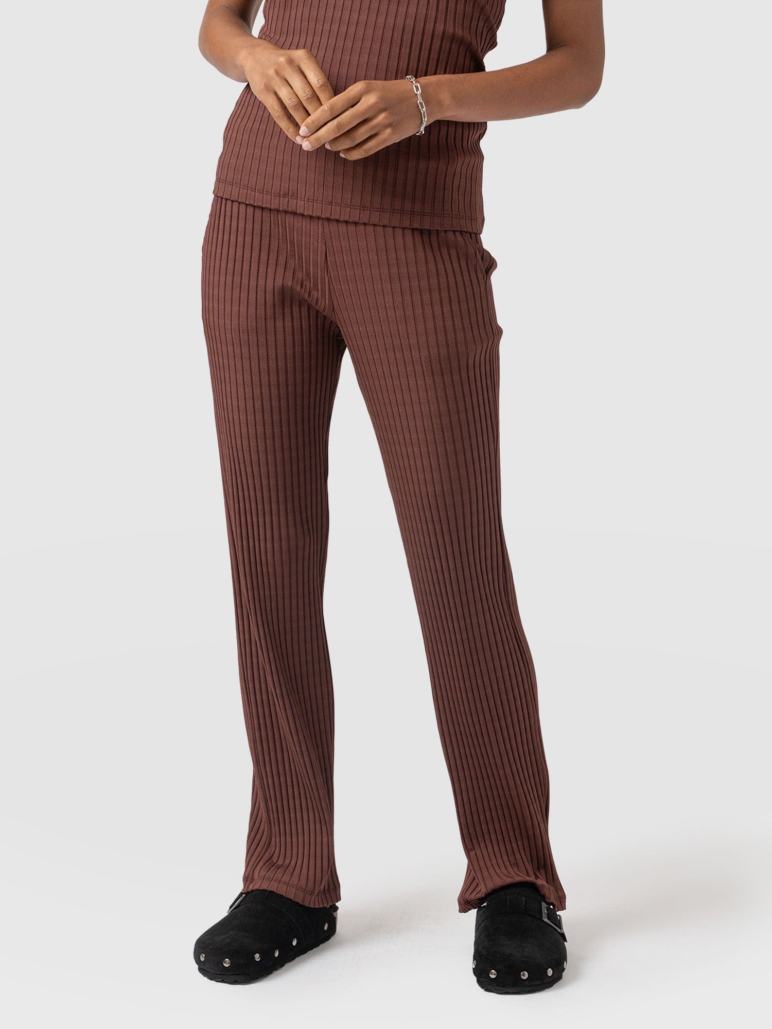 Apartment Pant Maroon Rib - Women's Trousers | Saint + Sofia® UK