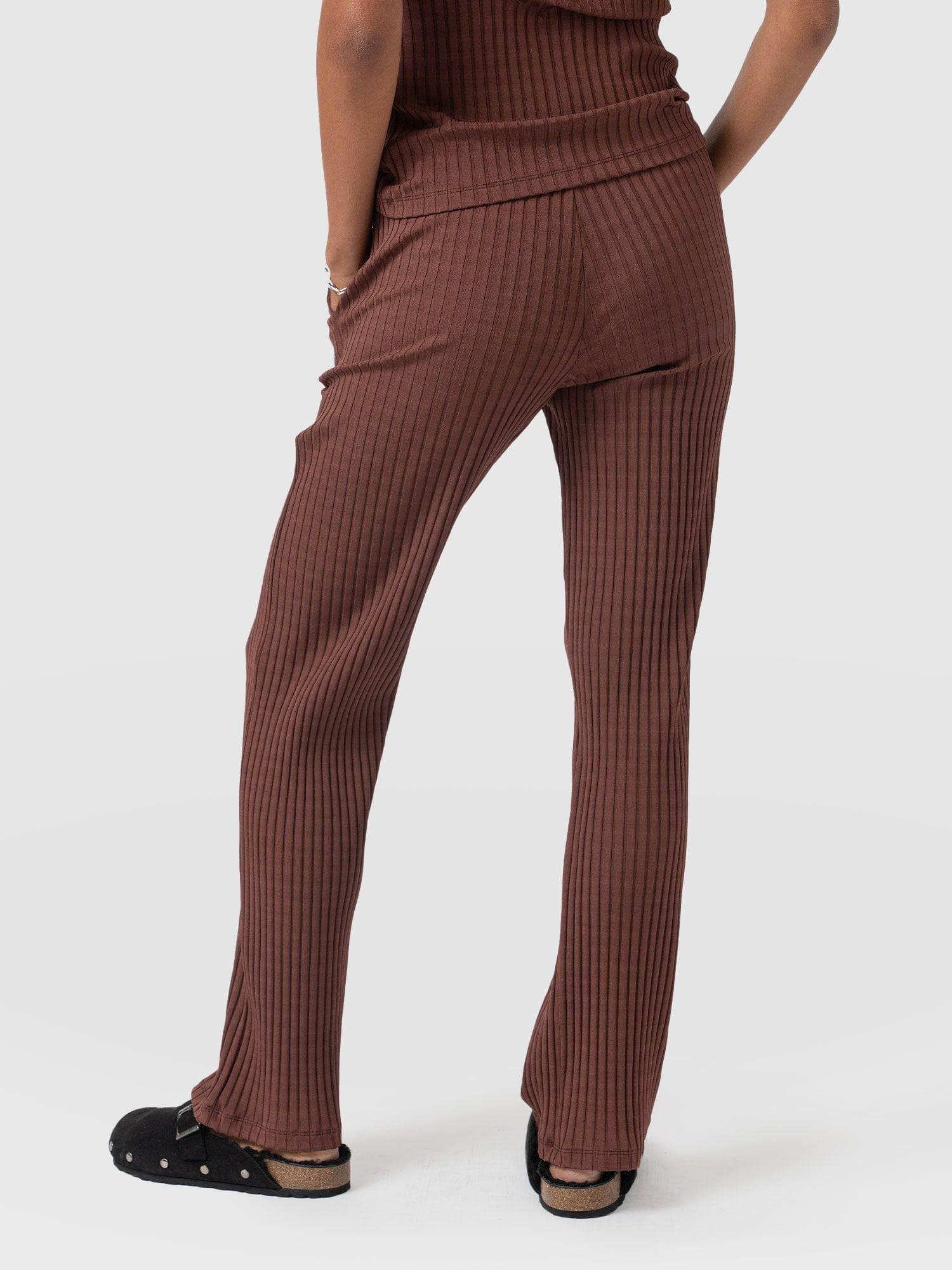 Apartment Pant Maroon Rib - Women's Trousers | Saint + Sofia® UK
