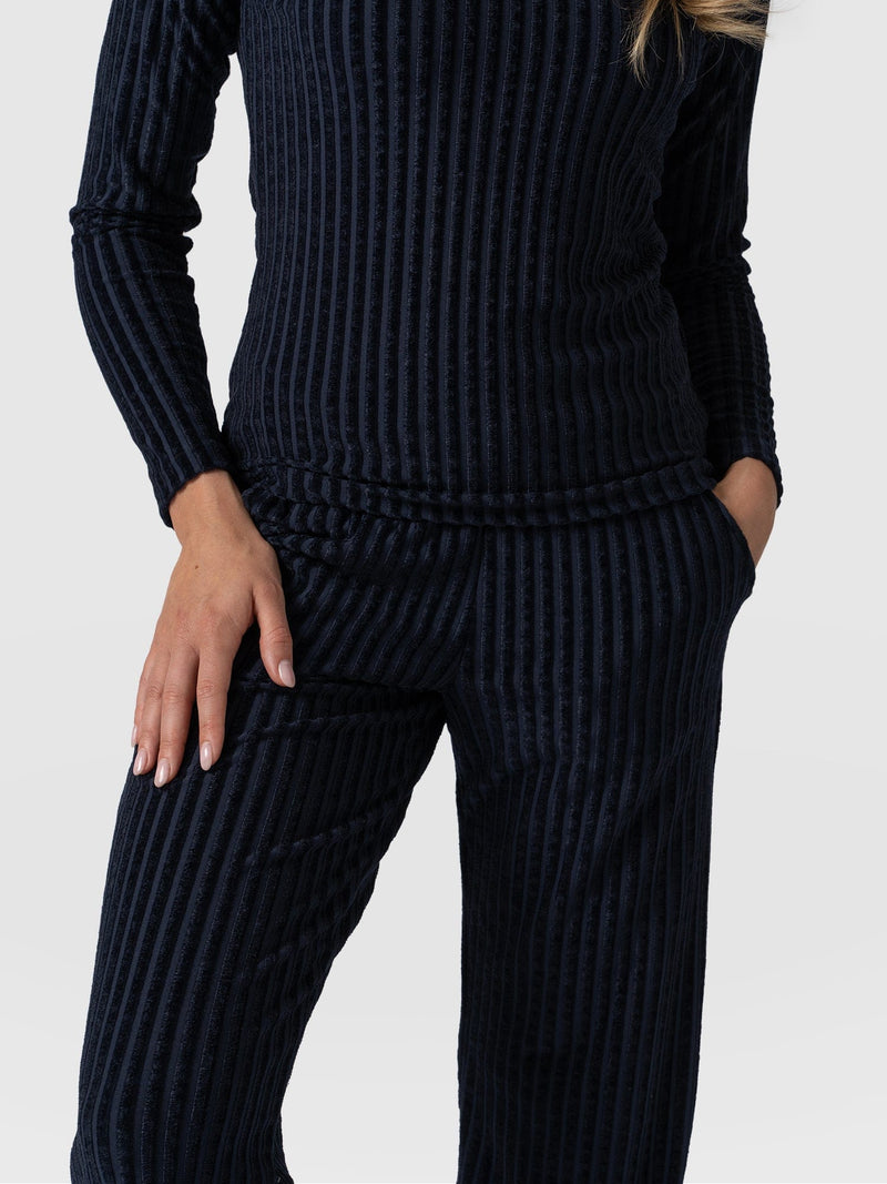 Apartment Pant - Navy Stripe Velvet