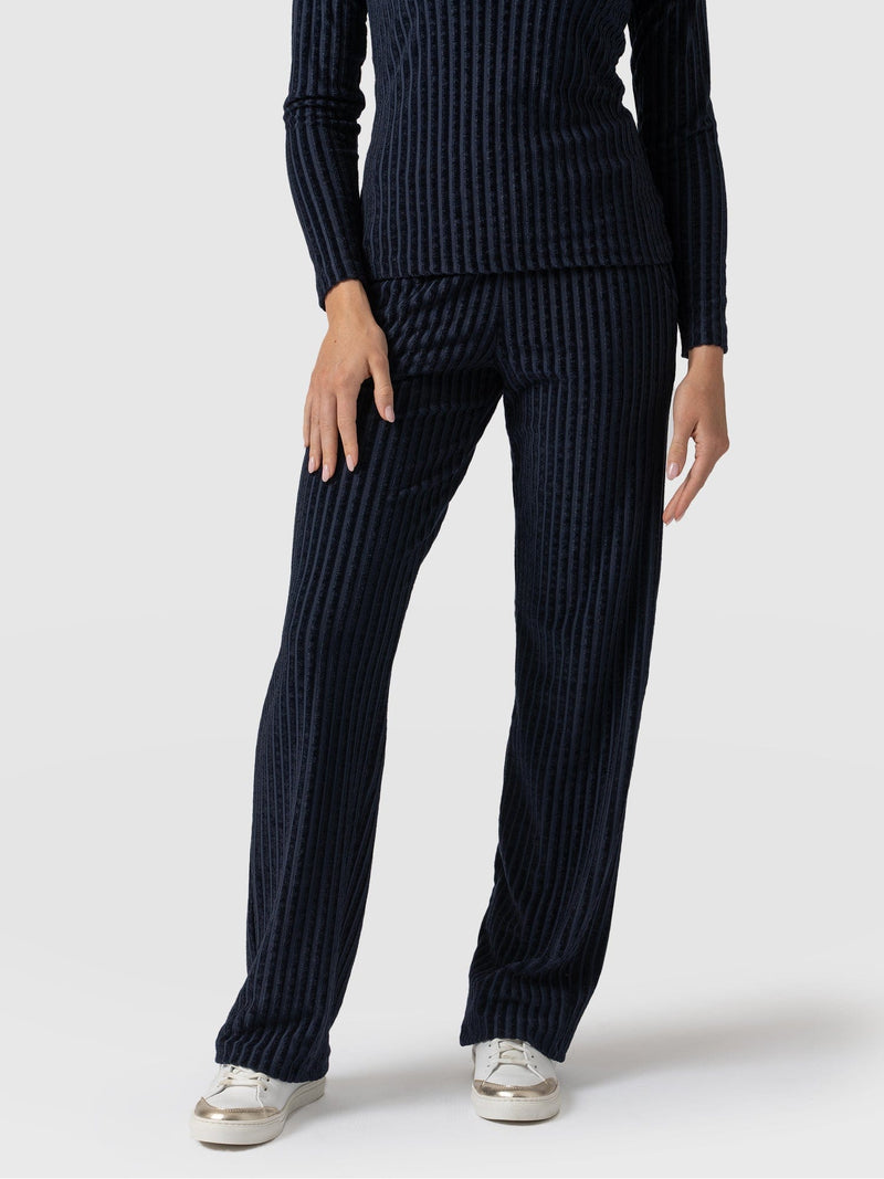 Apartment Pant - Navy Stripe Velvet