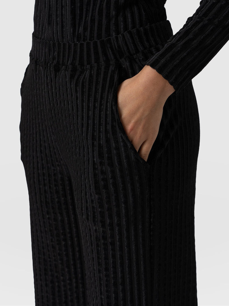 Apartment Pant - Black Stripe Velvet