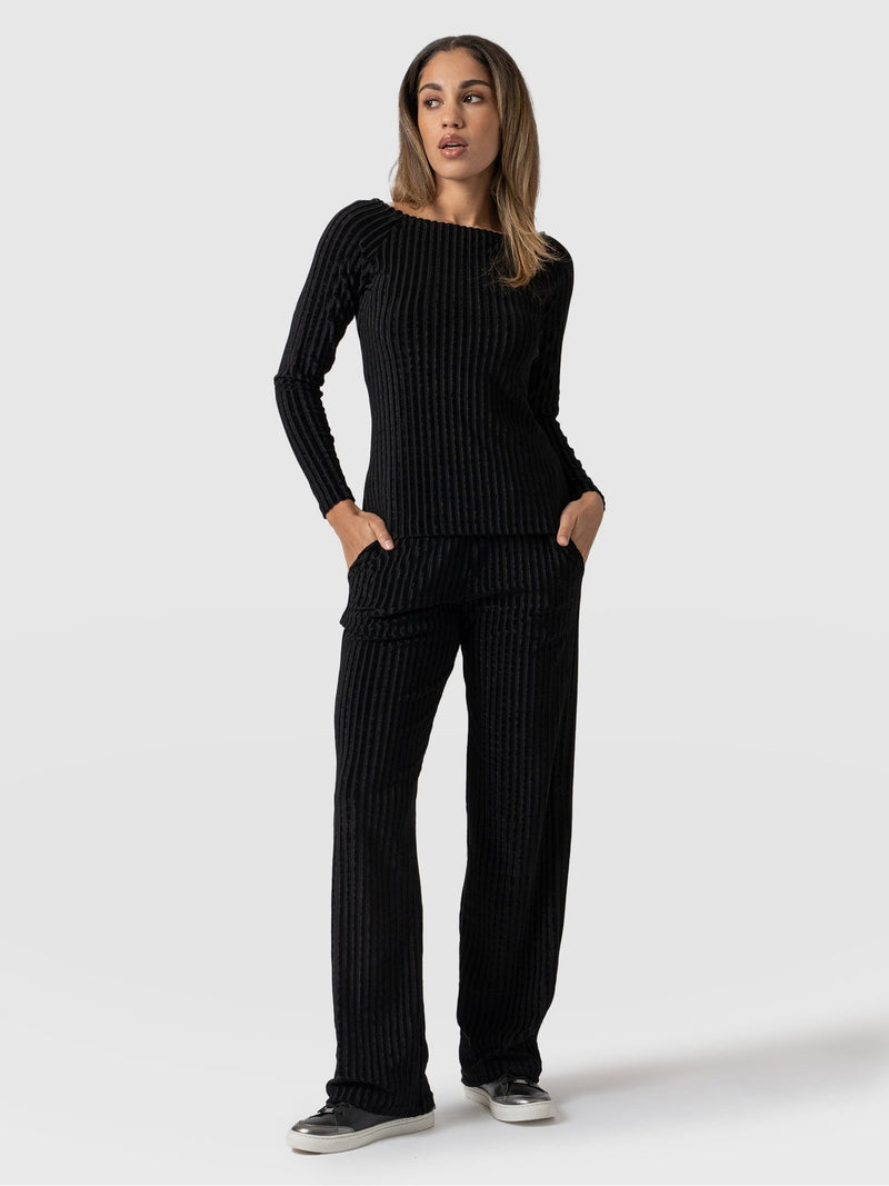 Apartment Pant - Black Stripe Velvet