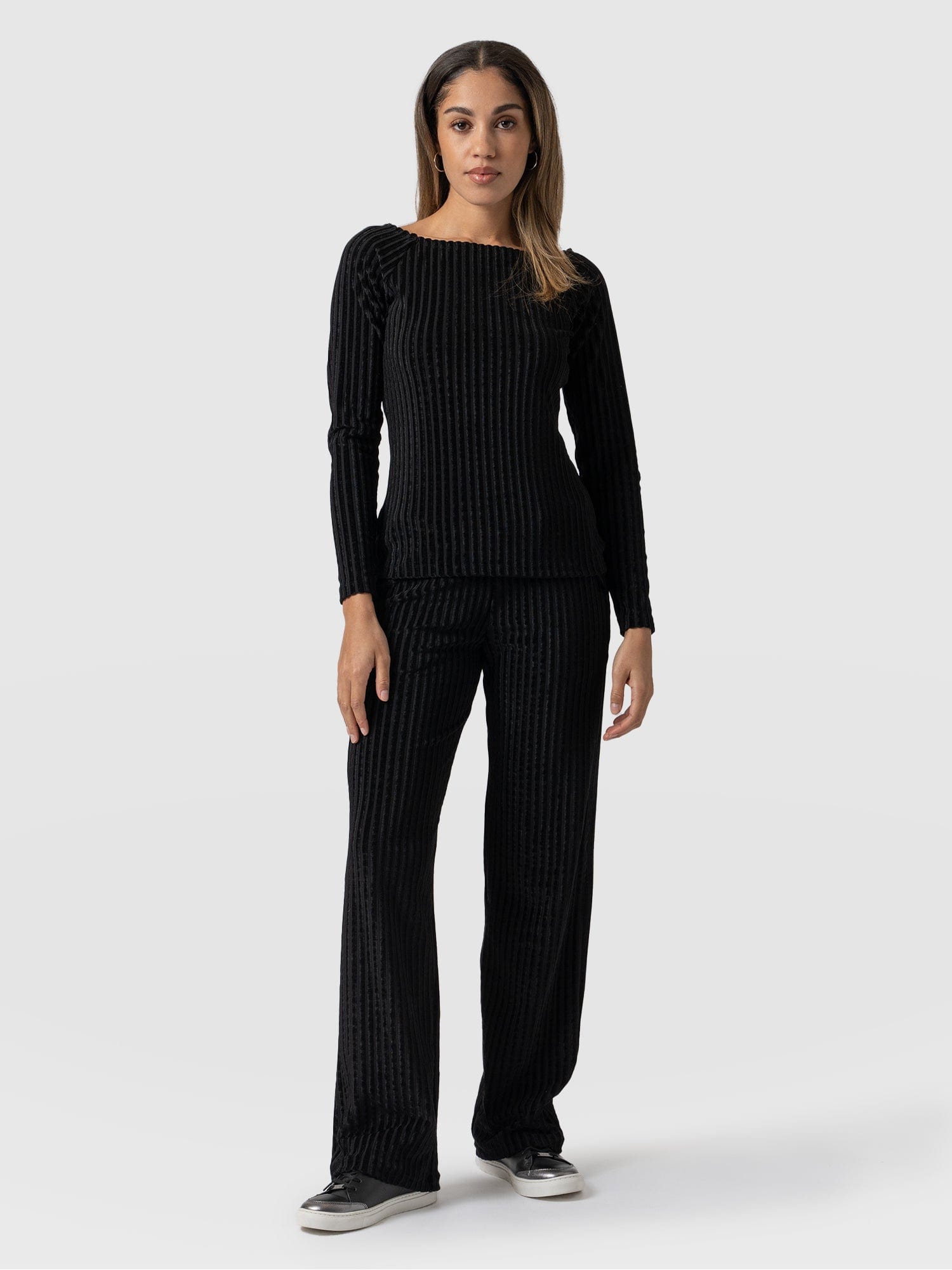 Apartment Pant - Black Stripe Velvet