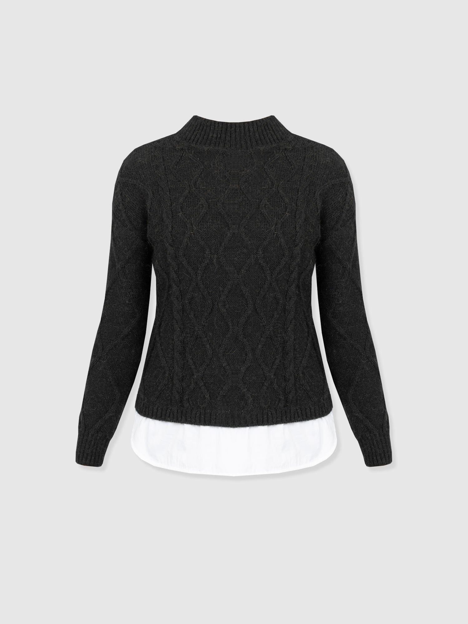 Arden Mock Shirt Jumper - Black - Women's Knitwears | Saint + Sofia® UK