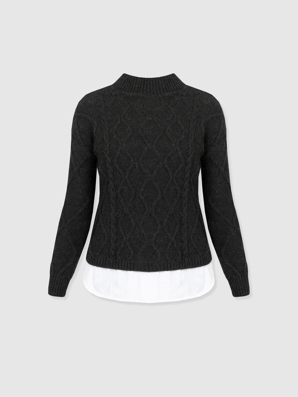 Arden Mock Shirt Jumper - Black