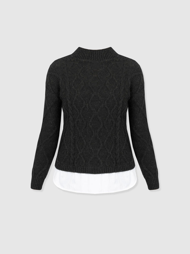 Arden Mock Shirt Jumper - Black