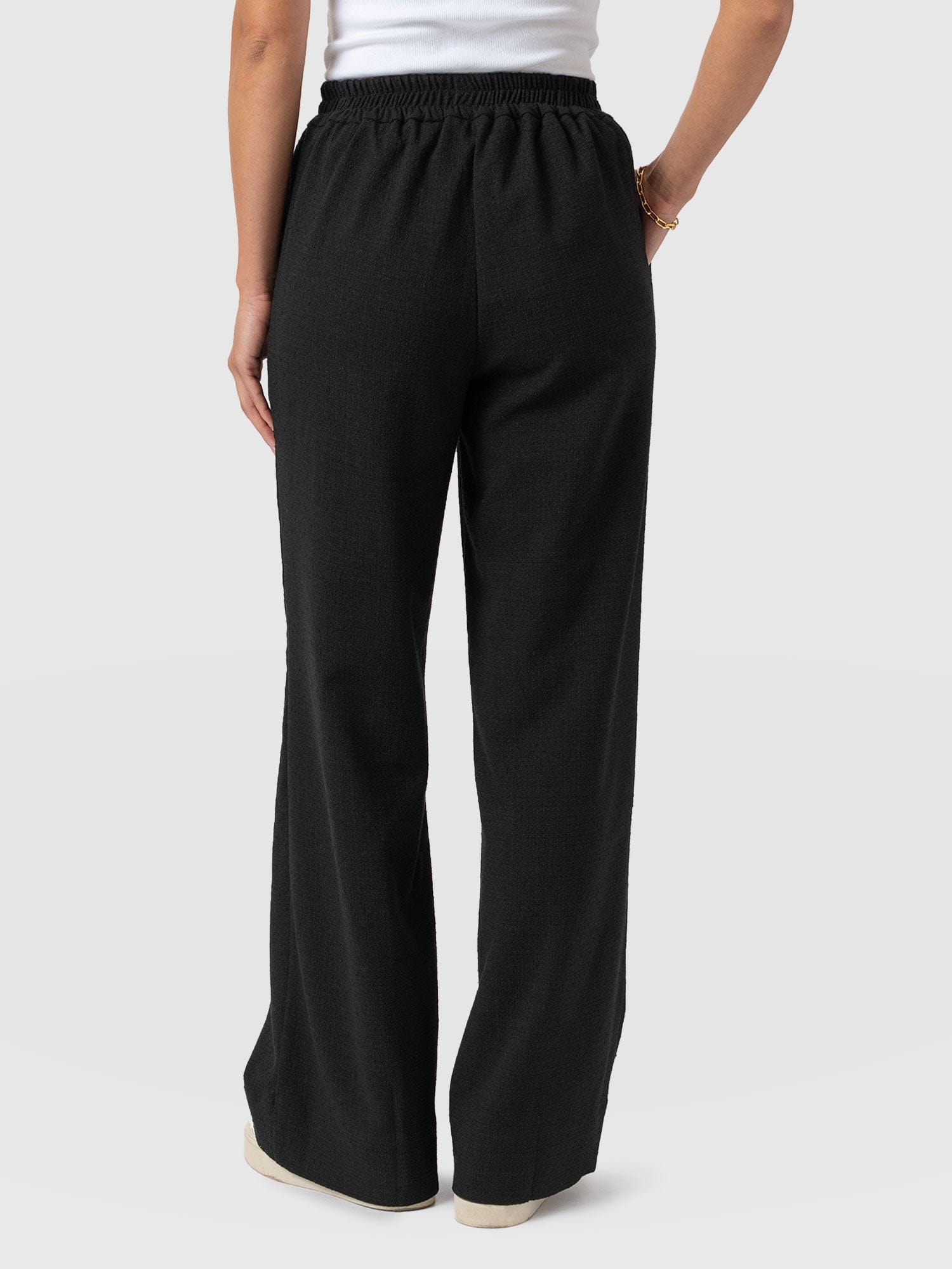 Arden Wide Leg Pant - Black Boucle - Women's Trousers | Saint + Sofia® UK