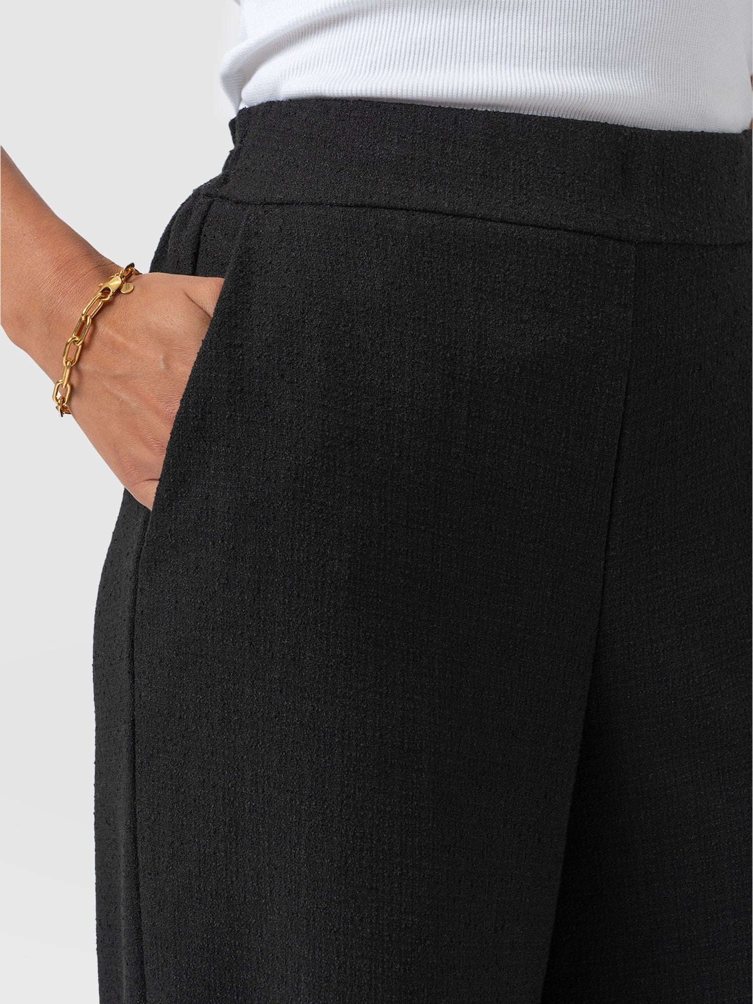 Arden Wide Leg Pant - Black Boucle - Women's Trousers | Saint + Sofia® UK