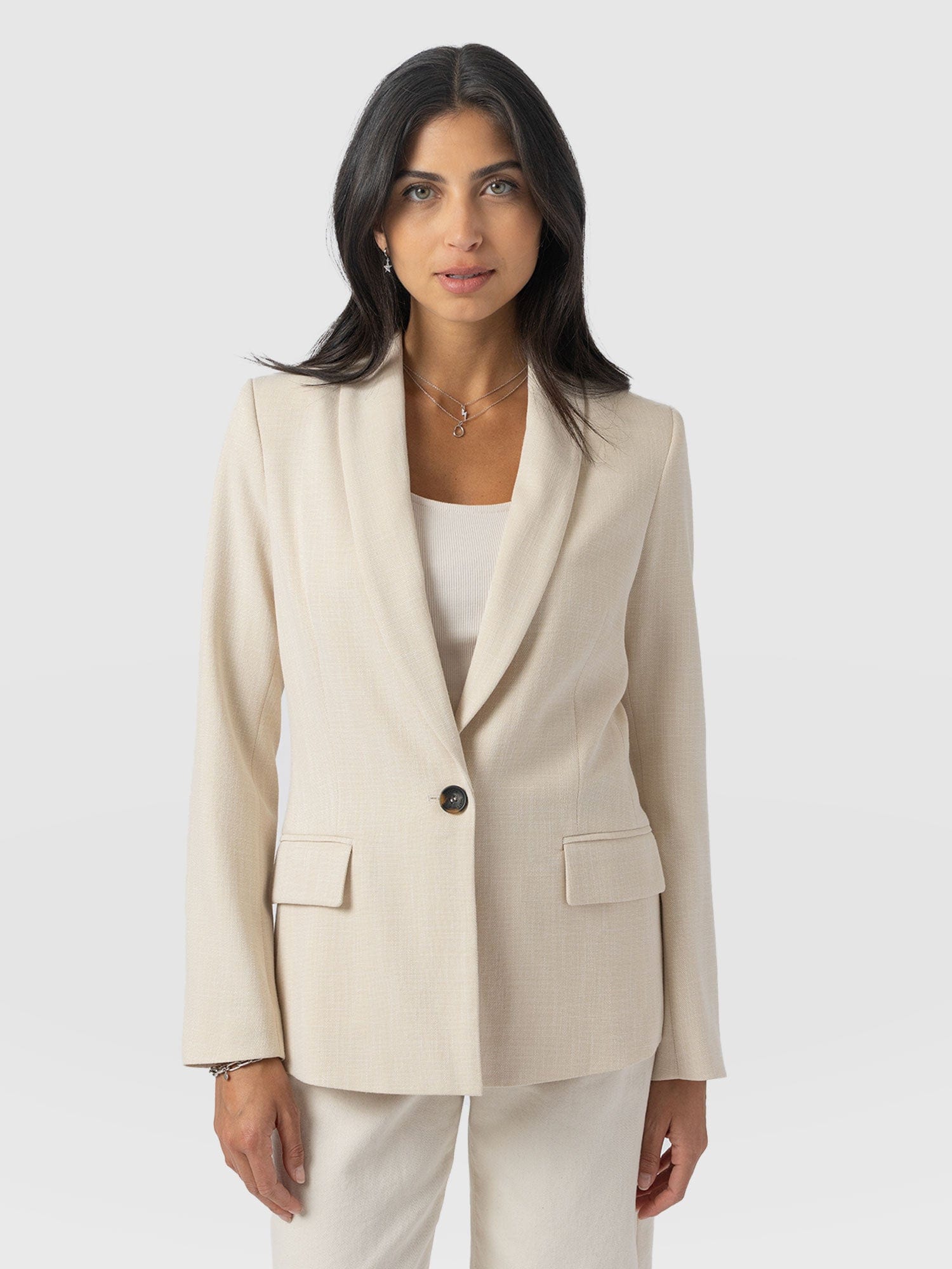 Argent Blazer - Cream - Women's Jackets | Saint + Sofia® UK