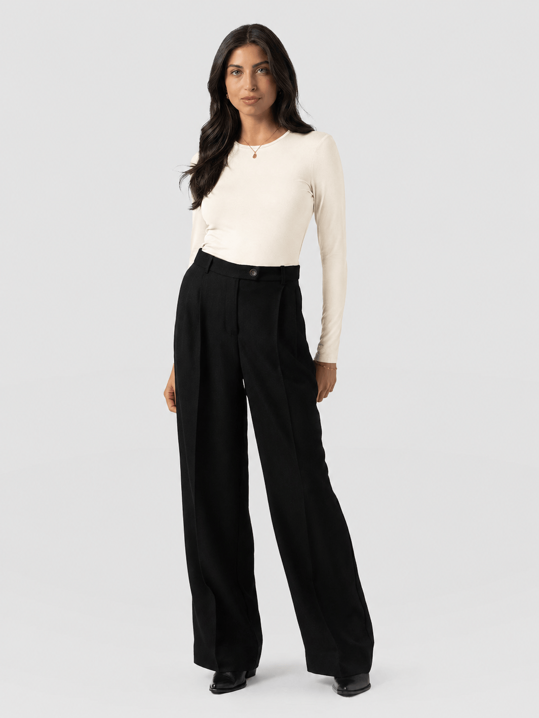 Argent Wide Leg Pant Black - Women's Trousers | Saint + Sofia® UK