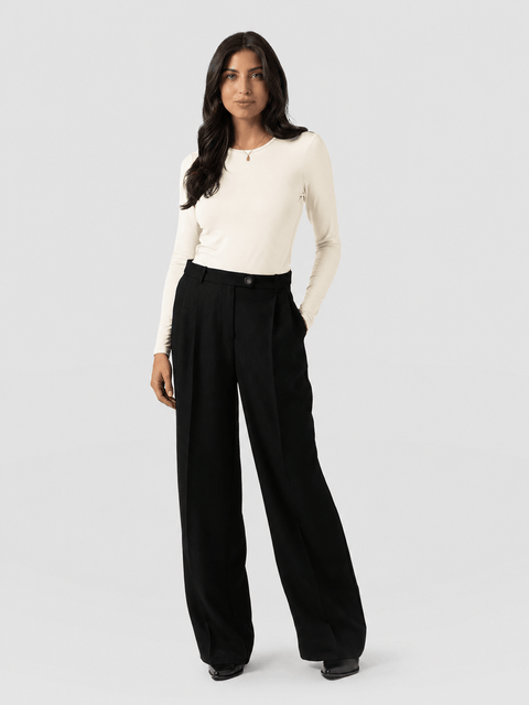 Argent Wide Leg Pant Black - Women's Trousers | Saint + Sofia® UK
