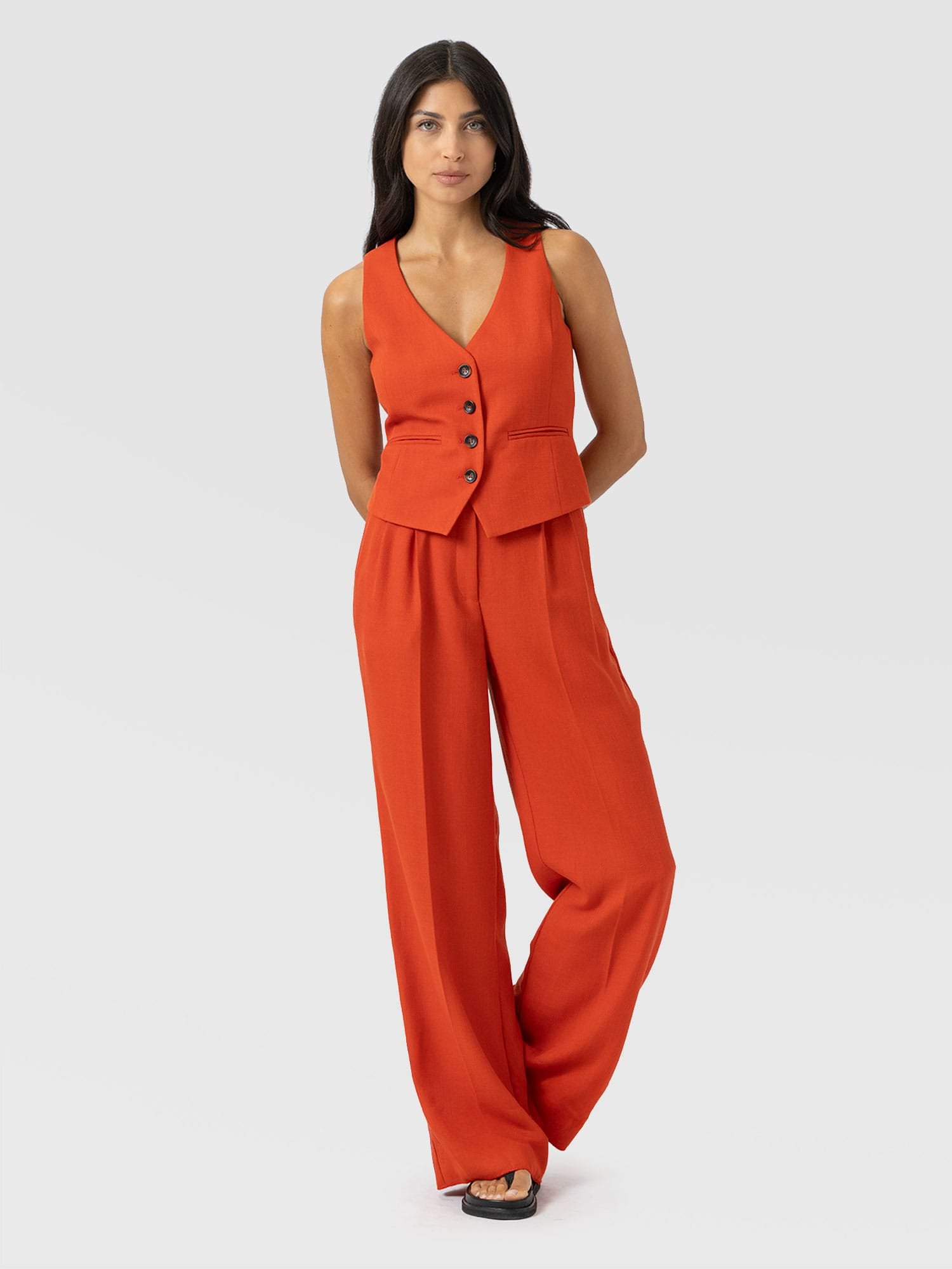 Argent Wide Leg Pant - Burnt Orange - Women's Trousers | Saint + Sofia® UK