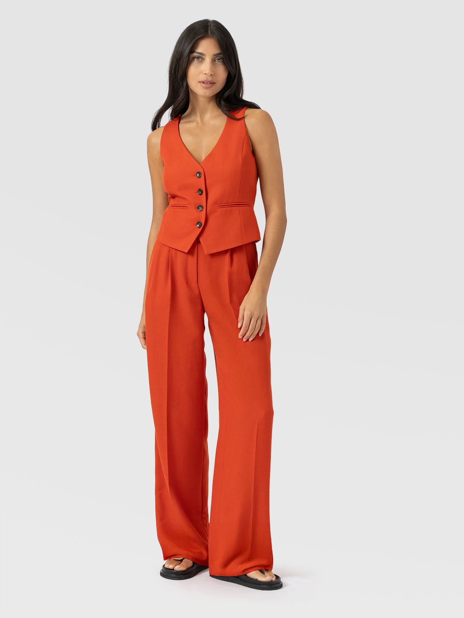 Argent Wide Leg Pant - Burnt Orange - Women's Trousers | Saint + Sofia® UK