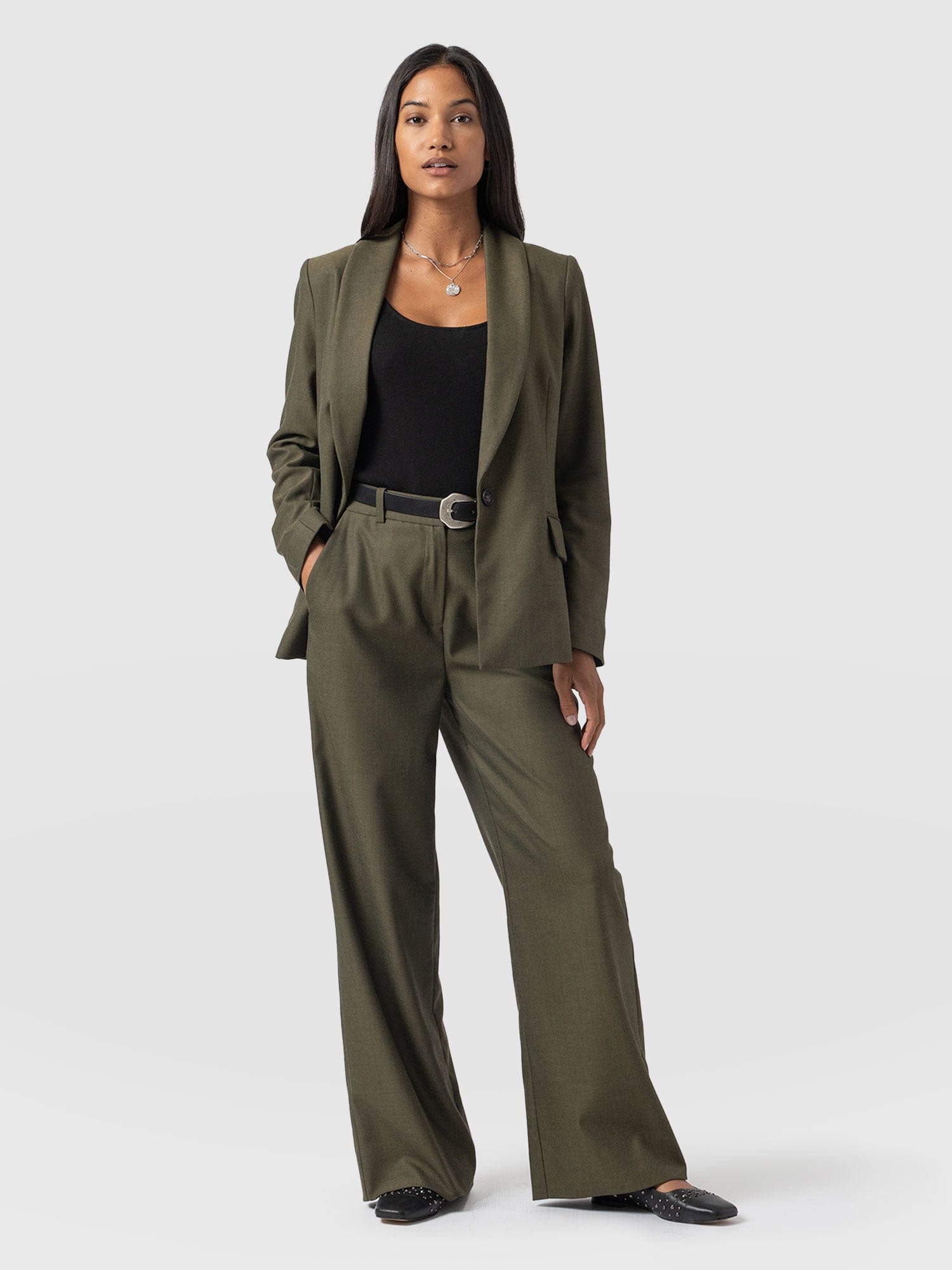 Argent Wide Leg Pant - Khaki