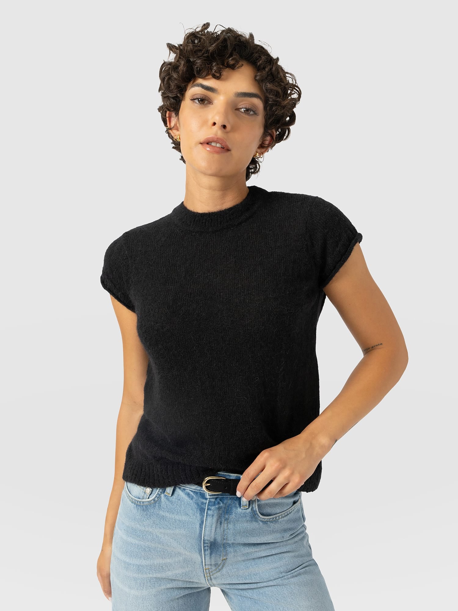 Ariella Baby Tee - Black - Women's Jumpers | Saint and Sofia® UK