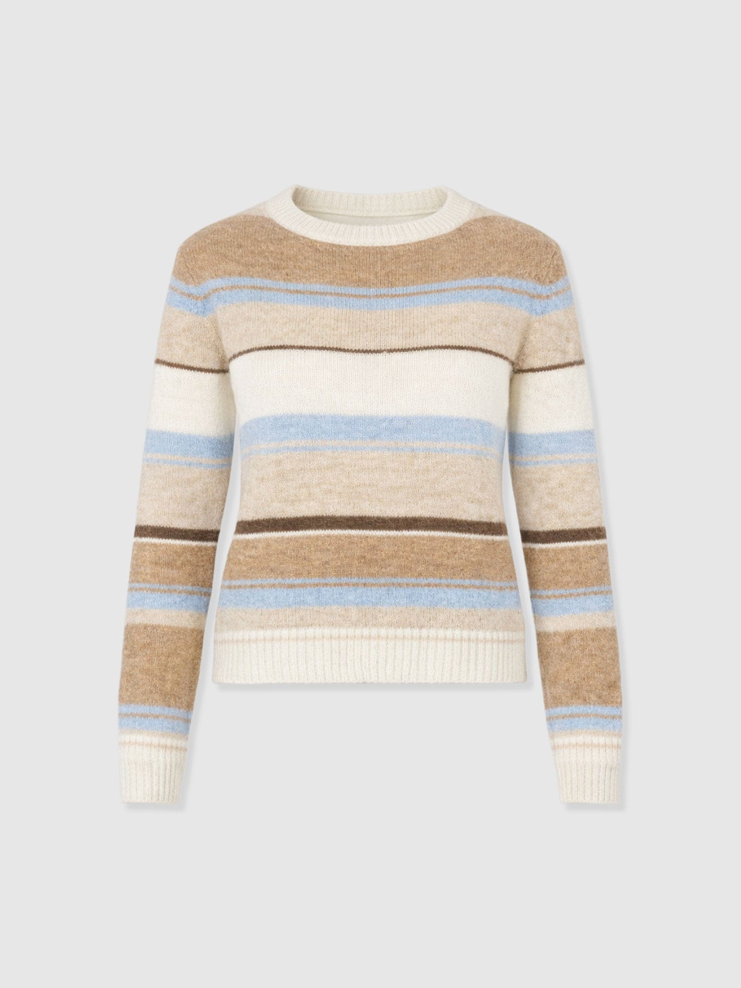 Ariella Boat Neck Jumper - Blue/Brown Stripe - Women's Jumpers | Saint + Sofia® UK