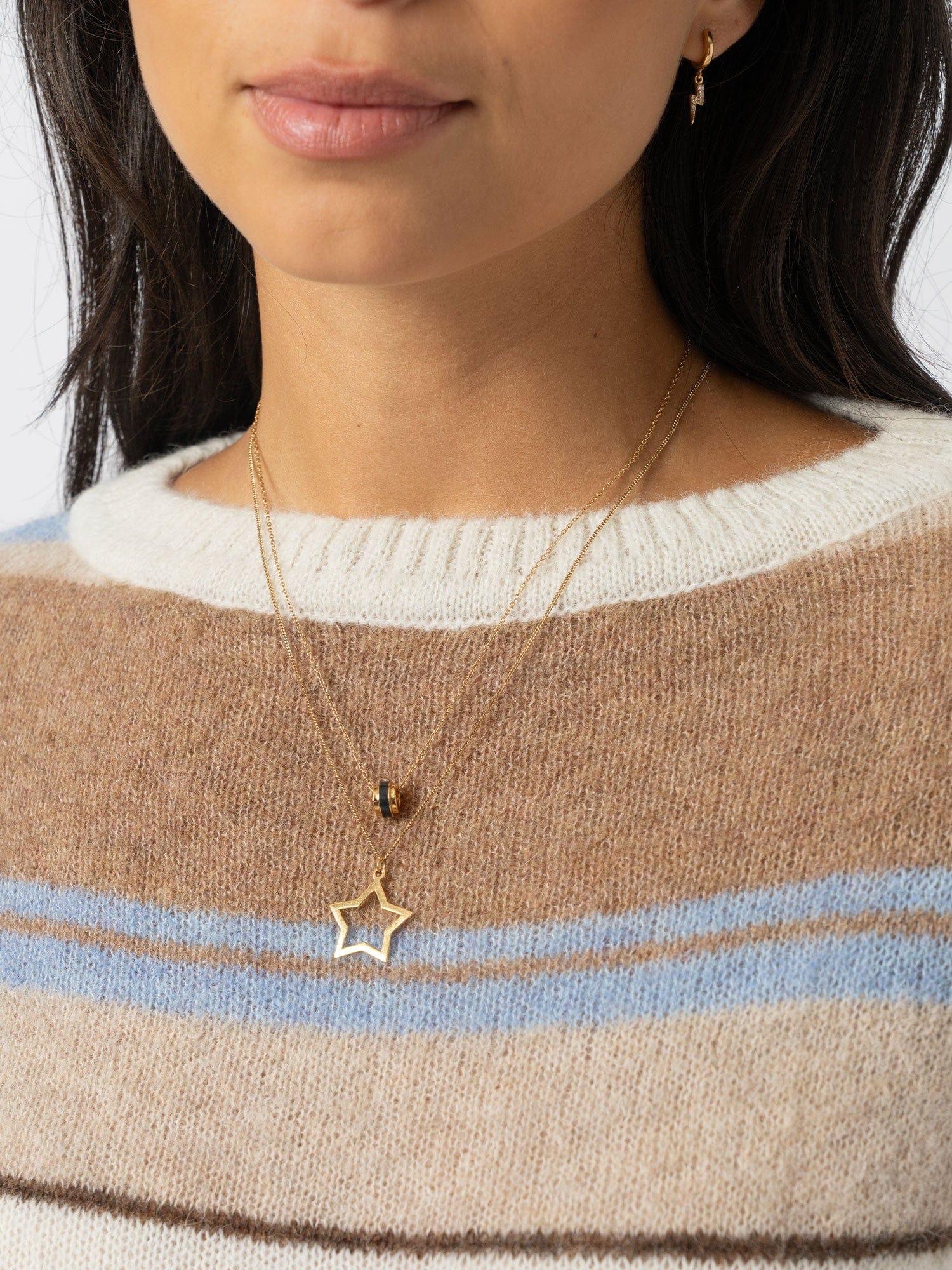 Ariella Boat Neck Jumper - Blue/Brown Stripe - Women's Jumpers | Saint + Sofia® UK