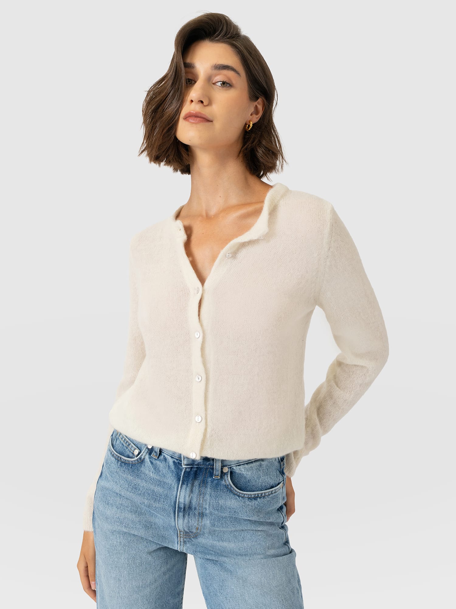 Ariella Cardigan - Cream - Women's Jumpers | Saint and Sofia® UK