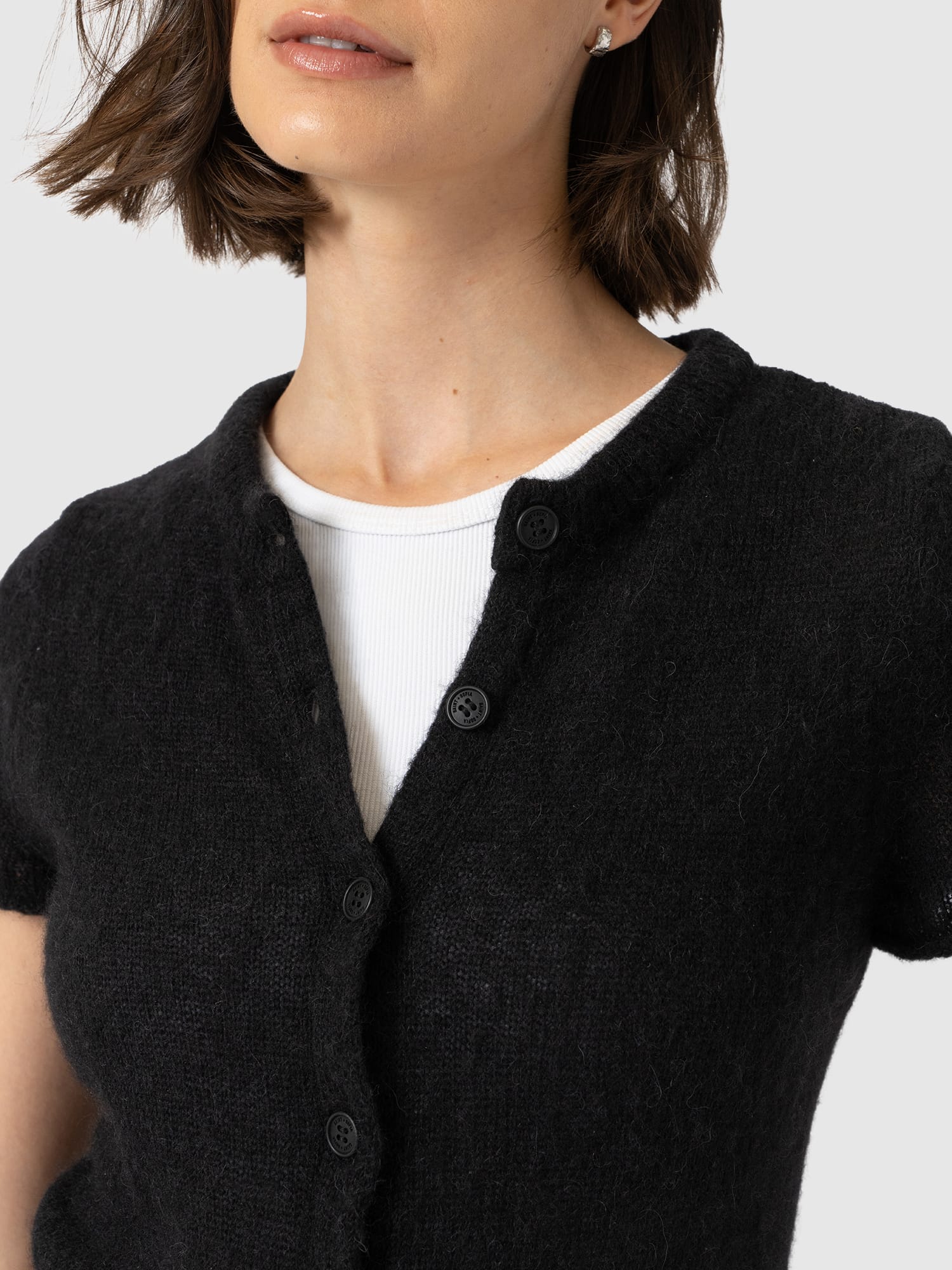 Ariella Short Sleeve Cardigan - Black