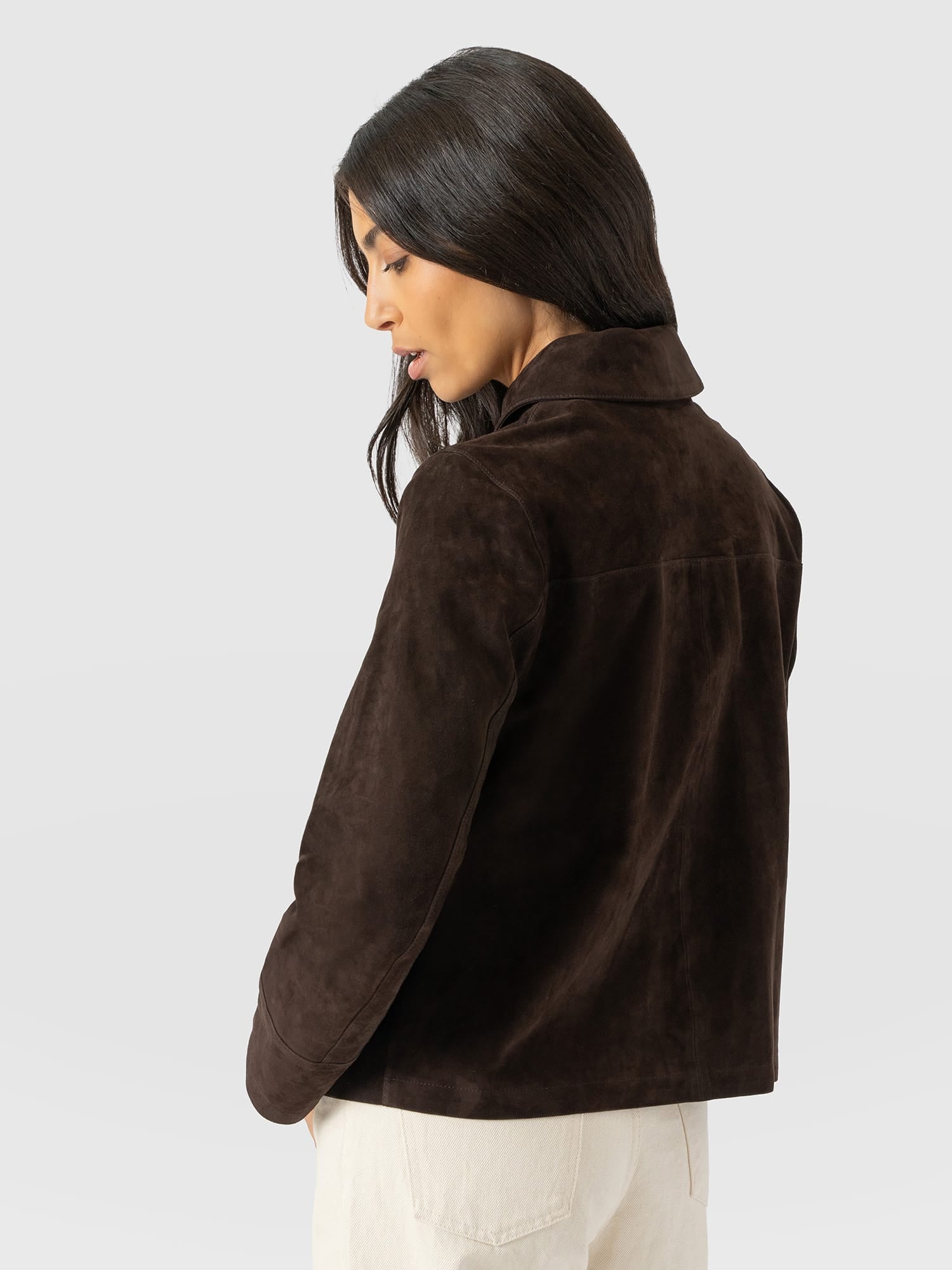 Arnette Shacket - Chocolate Suede - Women's Leathers | Saint and Sofia® UK