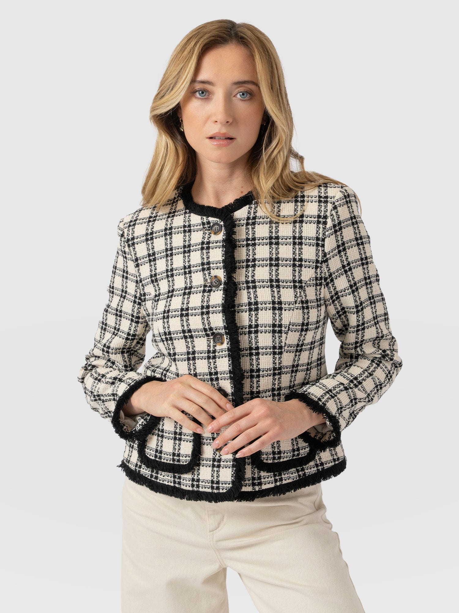 Ashby Jacket - Black/White Check - Women's Jackets | Saint + Sofia® UK