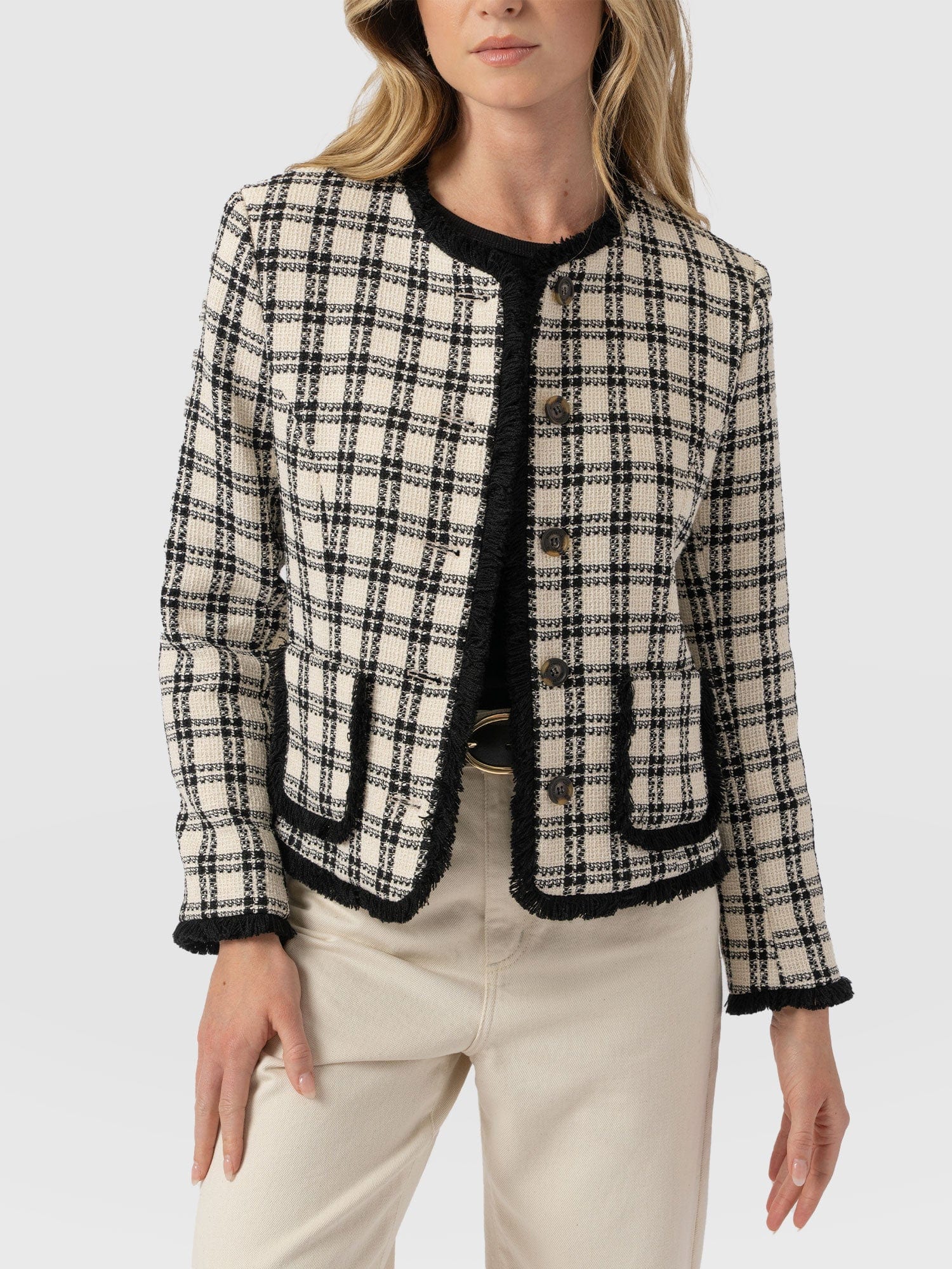 Ashby Jacket - Black/White Check - Women's Jackets | Saint + Sofia® UK