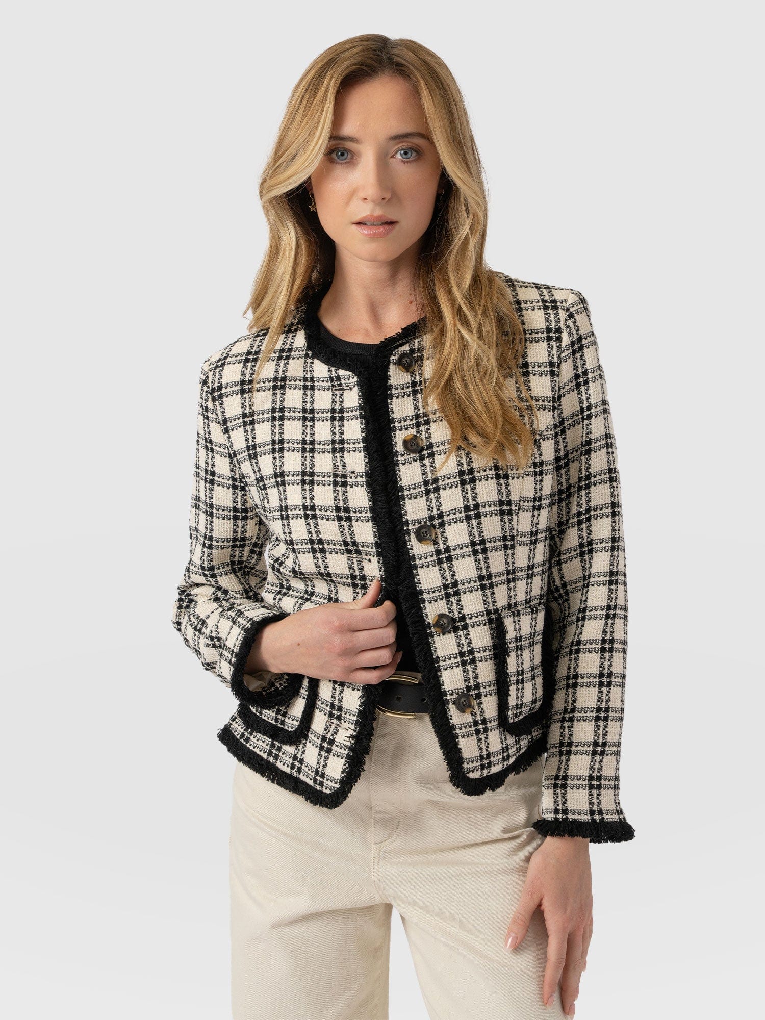 Ashby Jacket - Black/White Check - Women's Jackets | Saint + Sofia® UK