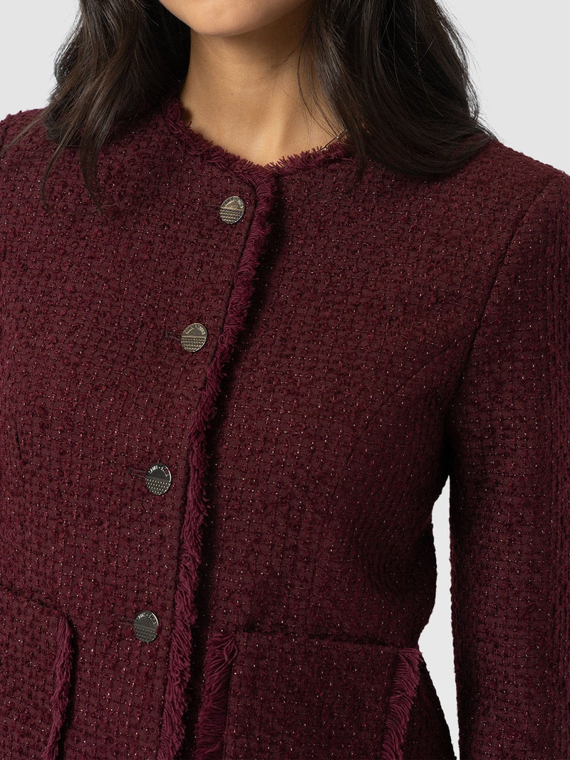 Ashby Jacket Maroon - Women's Jackets | Saint + Sofia® UK