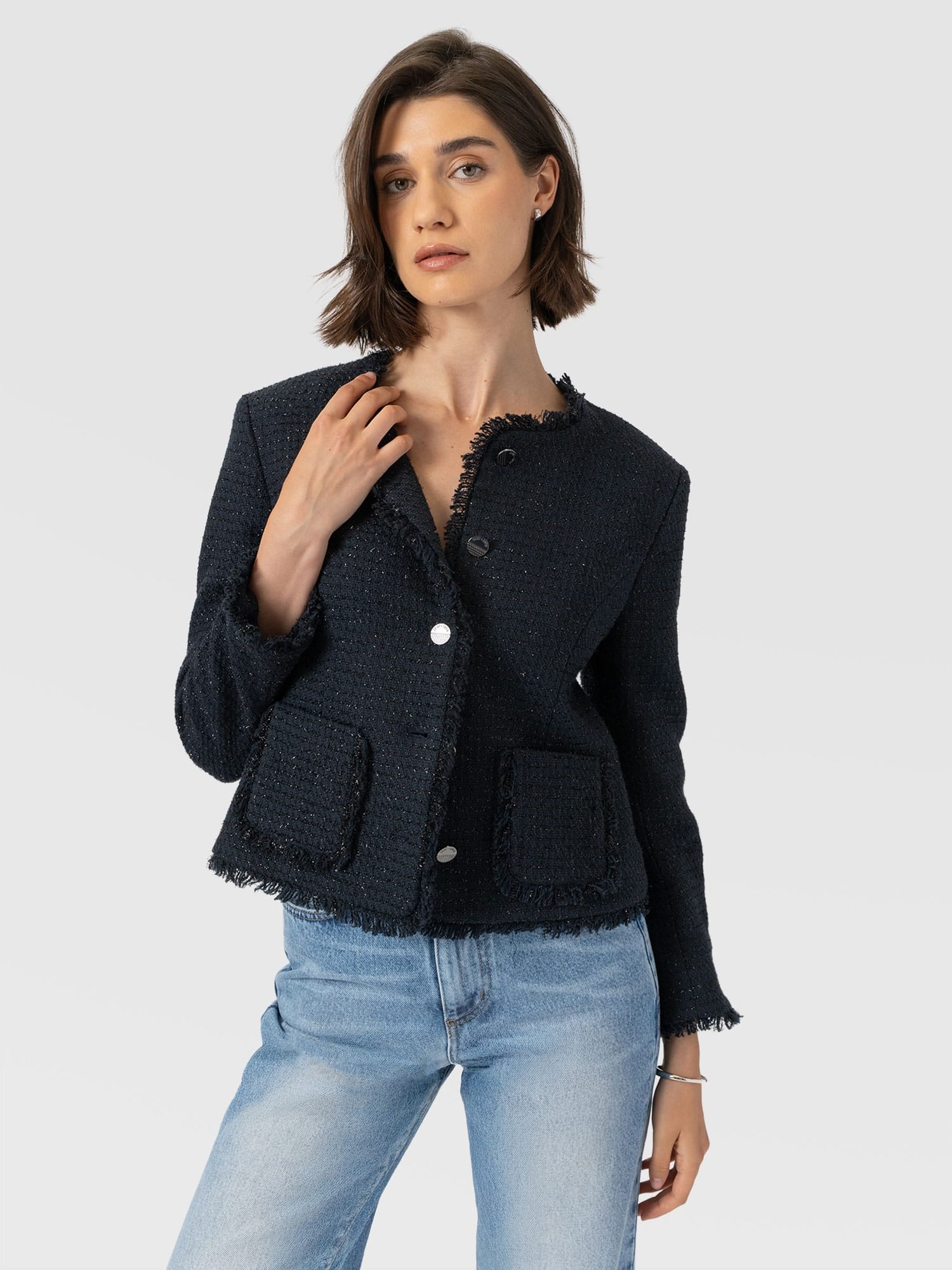 Ashby Jacket Navy - Women's Jackets | Saint and Sofia® UK
