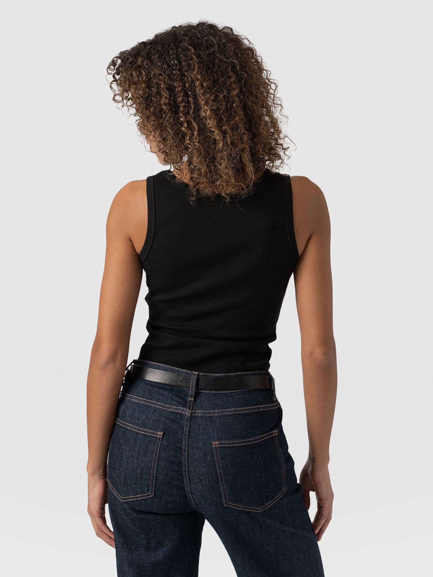 Asher Scoop Neck Vest Black - Women's Vests | Saint and Sofia® UK