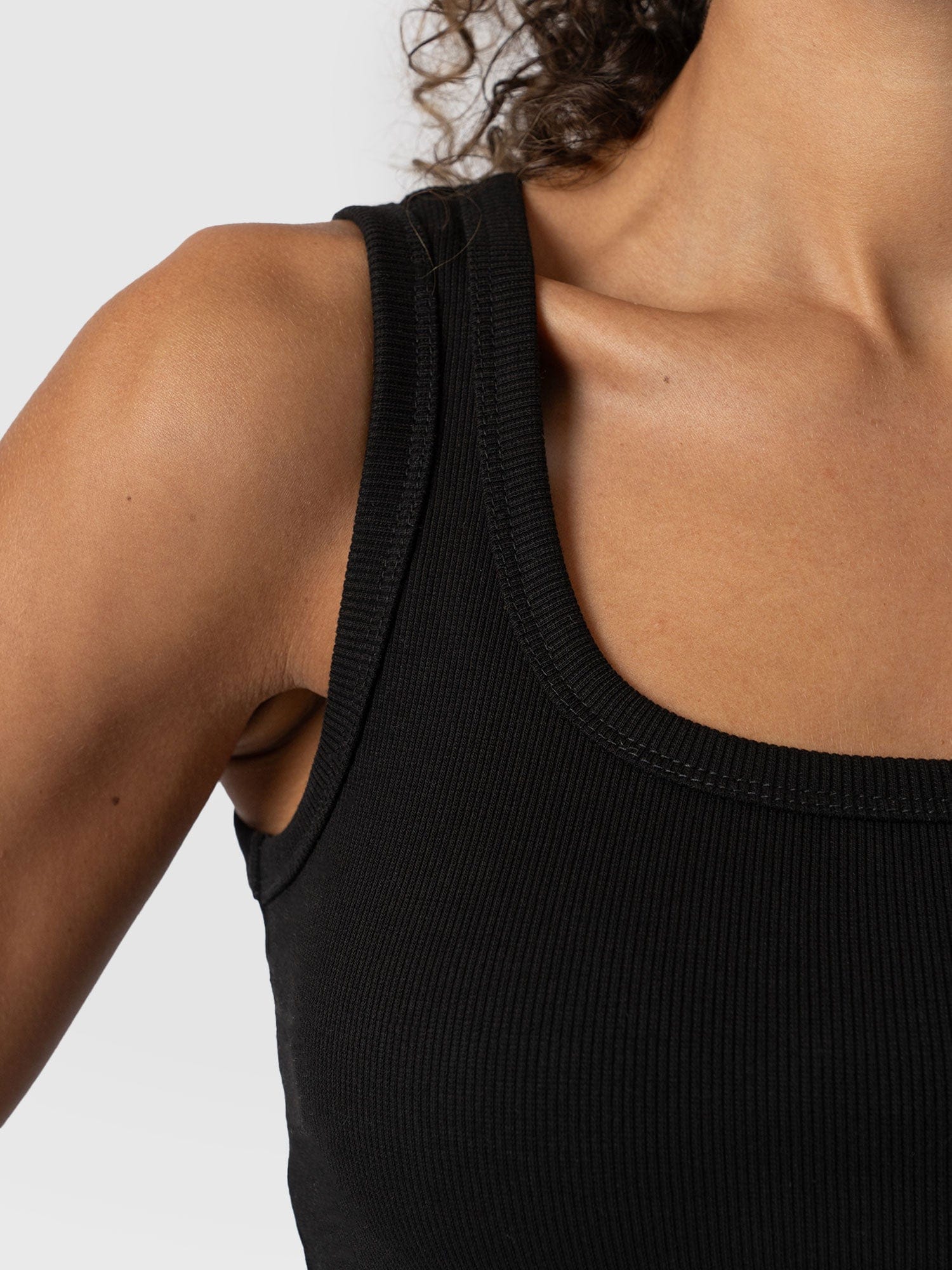 Asher Scoop Neck Vest Black - Women's Vests | Saint and Sofia® UK