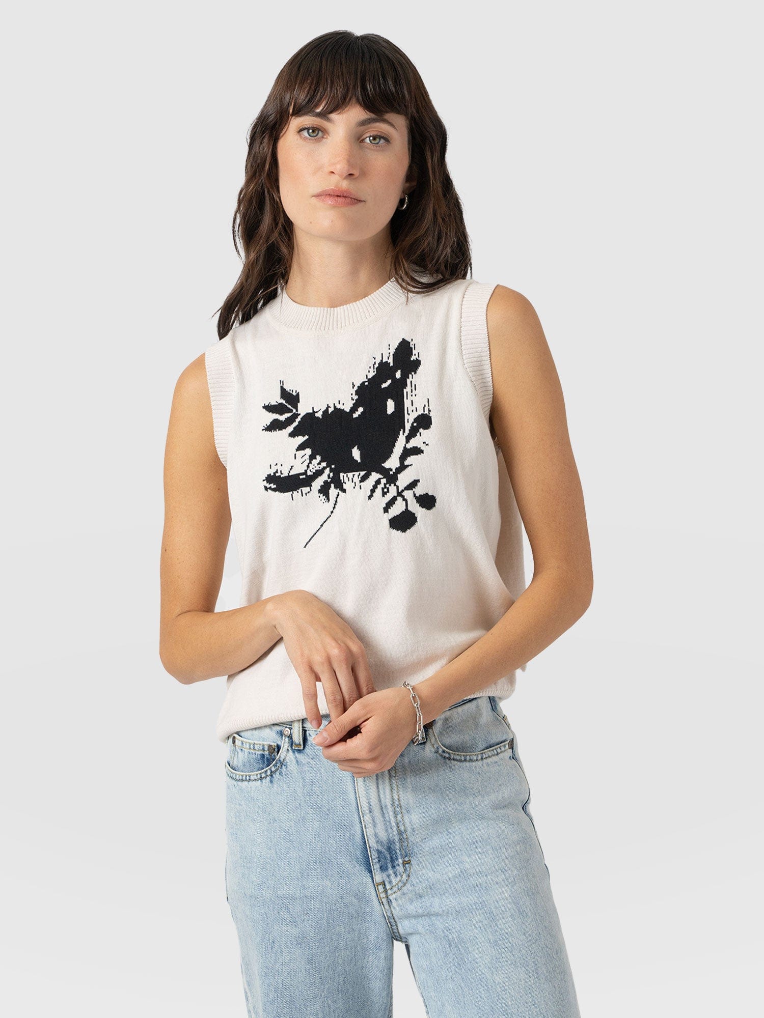 Astra Knit Vest - Cream - Women's Knitwears | Saint + Sofia® UK