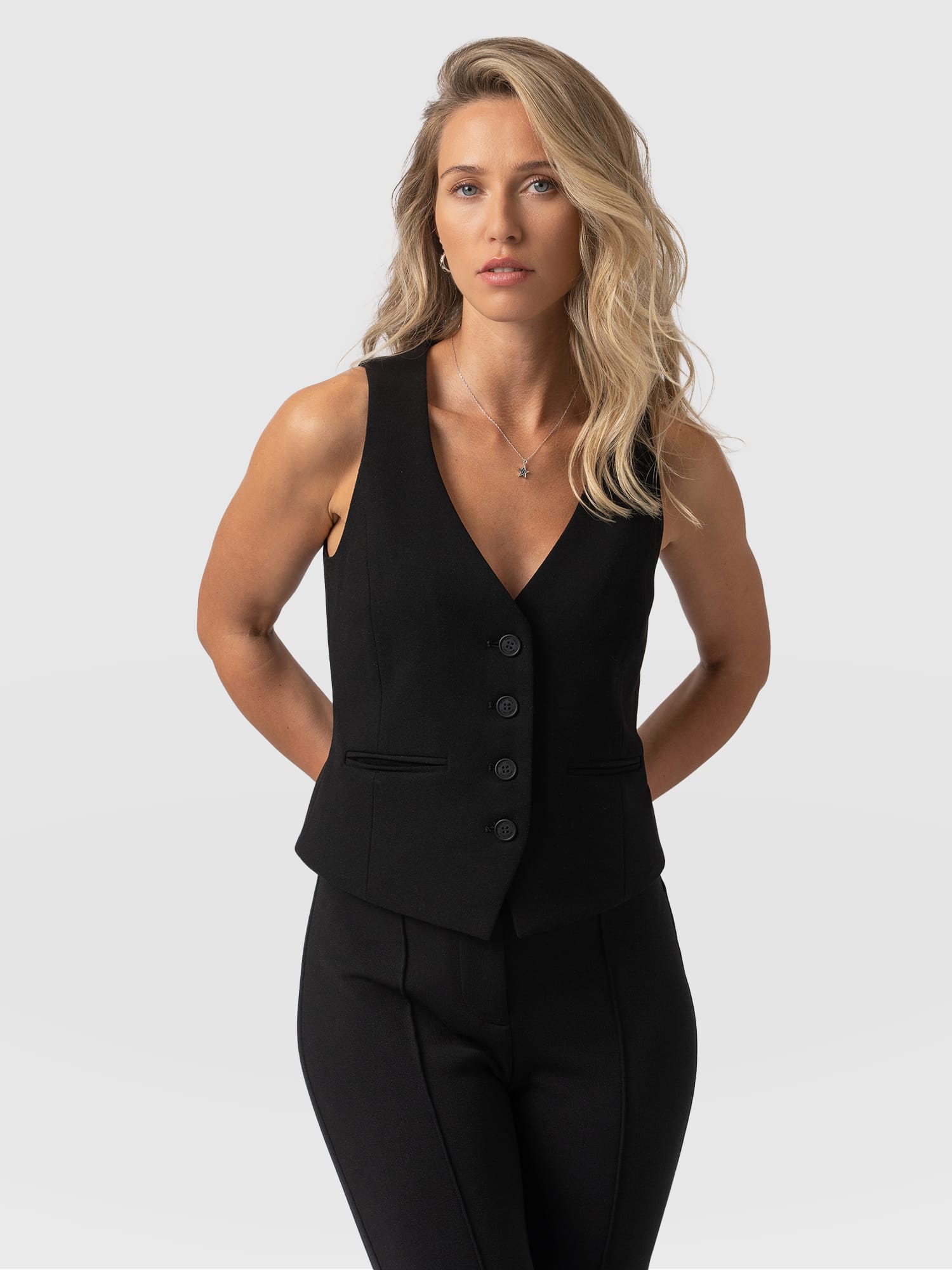 Astrid Waistcoat Black - Women's Blazers | Saint and Sofia® UK